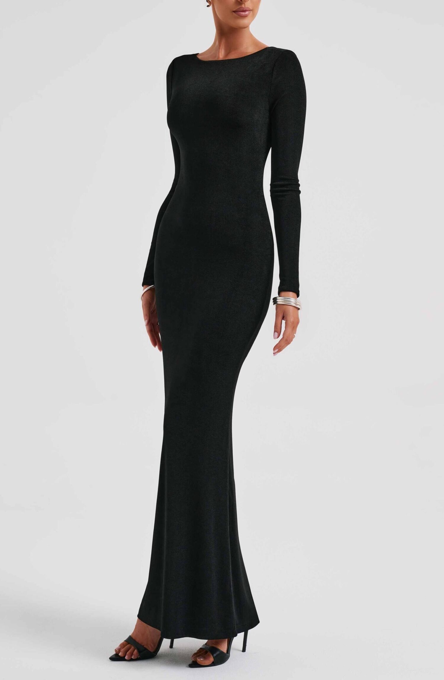 Anastassia Black Maxi Dress - Sculpted, Sexy, Double Layered Fabric - Image 7