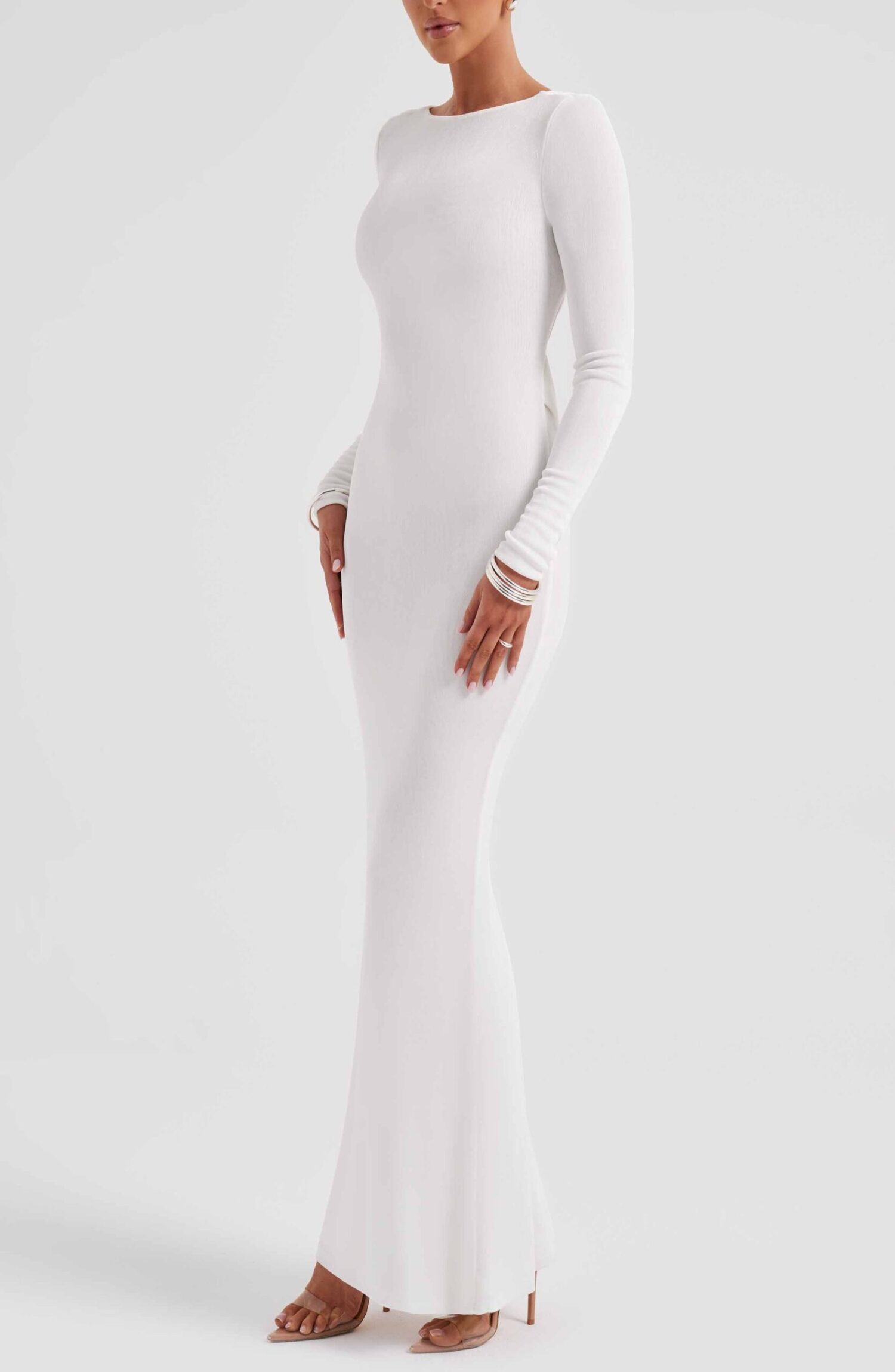 Anastassia Ivory Maxi Dress - Long Sleeve, Low Back, Sculpting Fit - Image 8