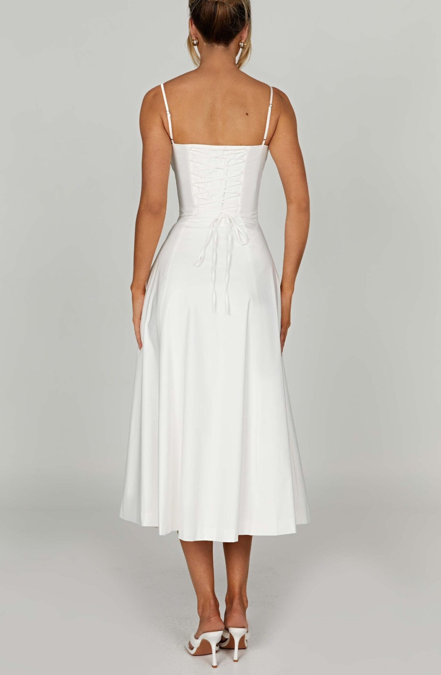 Deanna Ivory Corseted Midi Dress with Thigh Split - Image 6