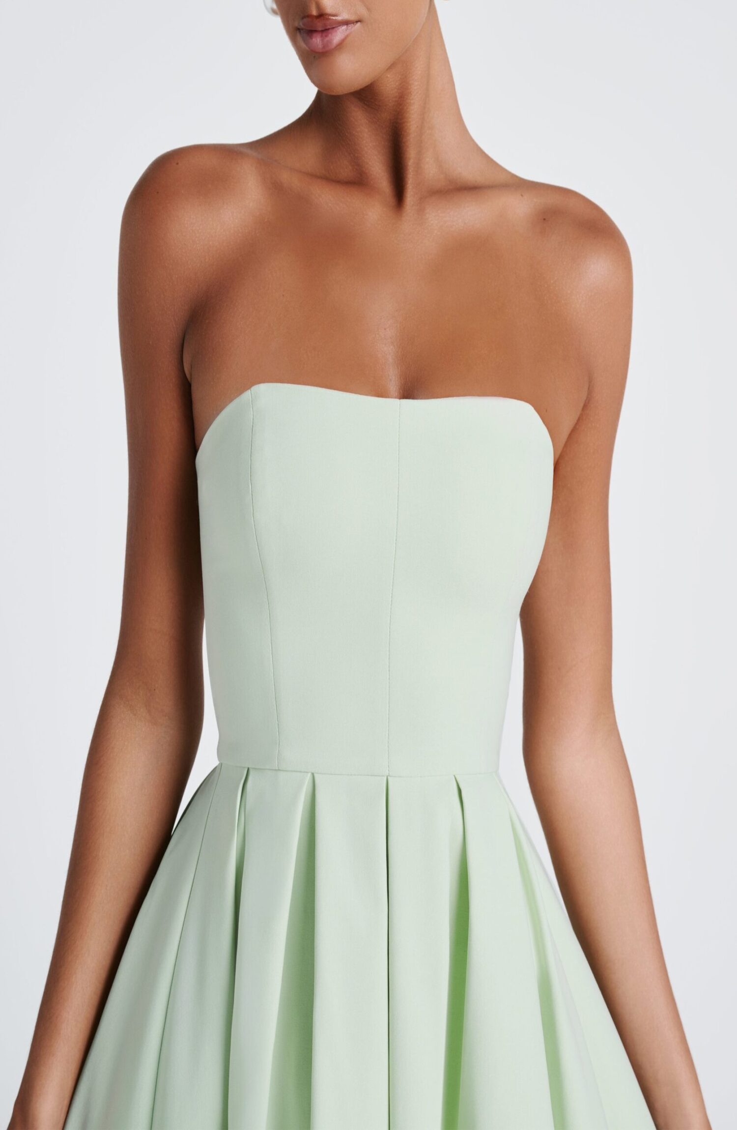 Edith Mint Strapless Midi Dress with Pleated Full Skirt - Image 5