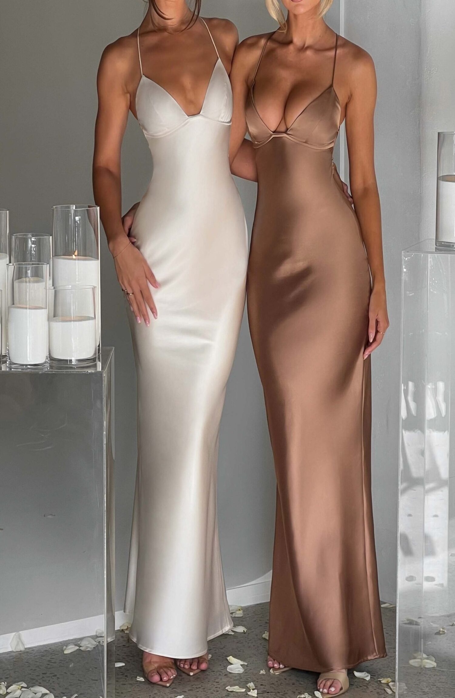 Fenty Ivory Maxi Dress - Premium Satin, Plunge Neck, Low Back - Image 13