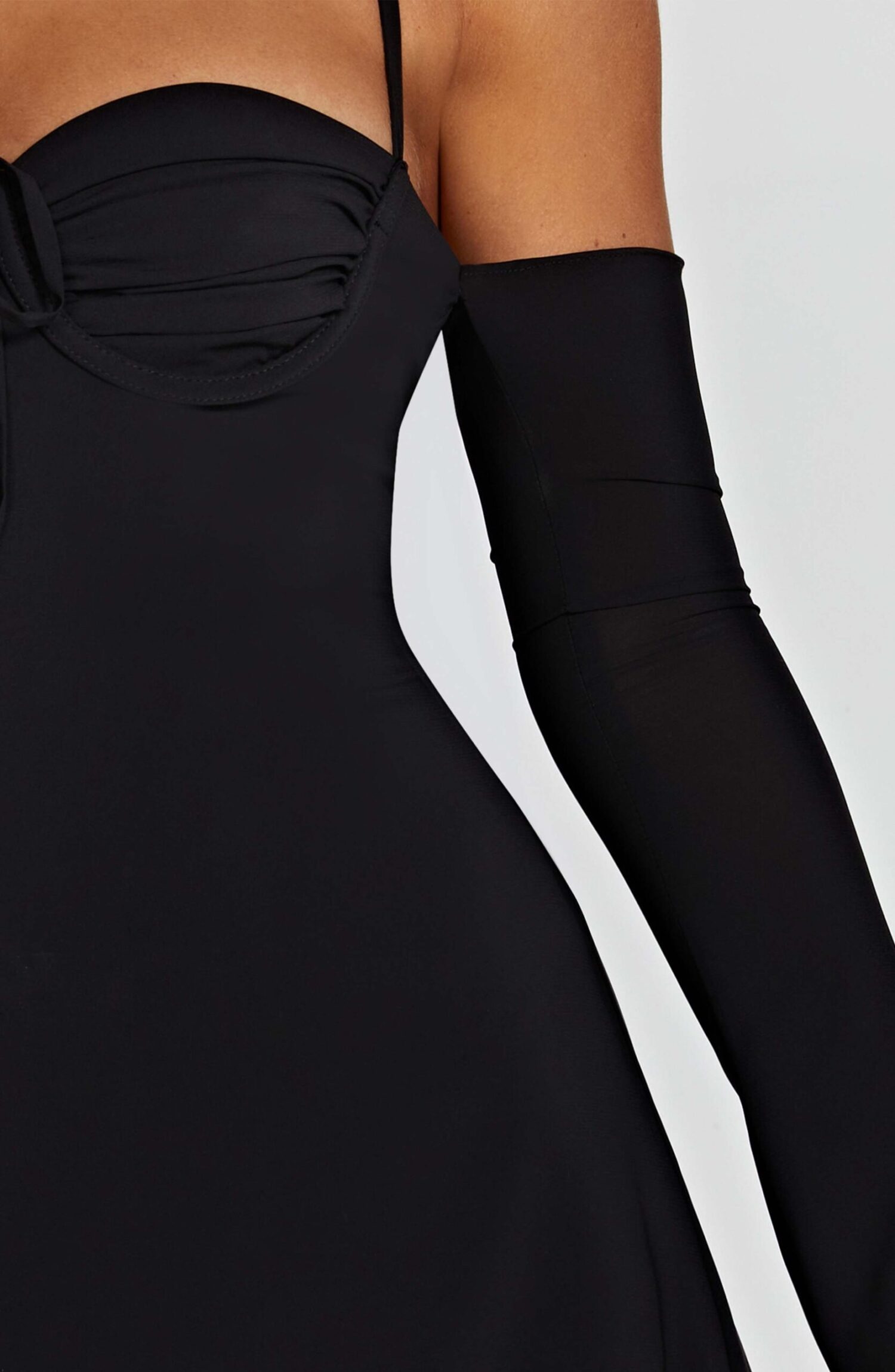 Fiona Black Chiffon Off-Shoulder Mini Dress with Plunging Back - Image 10