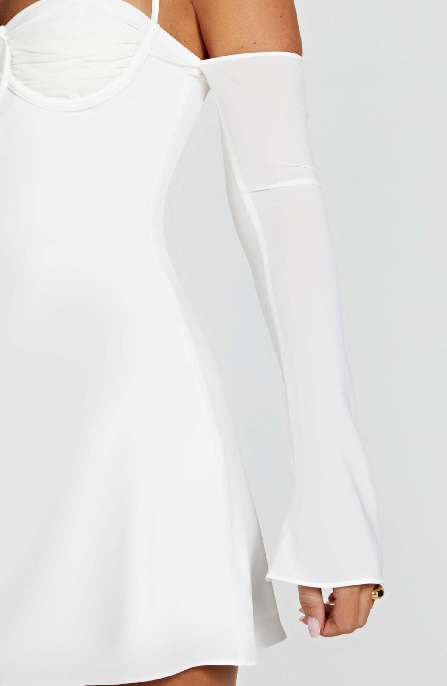 Fiona Ivory Chiffon Off-Shoulder Mini Dress with Plunging Back - Image 4