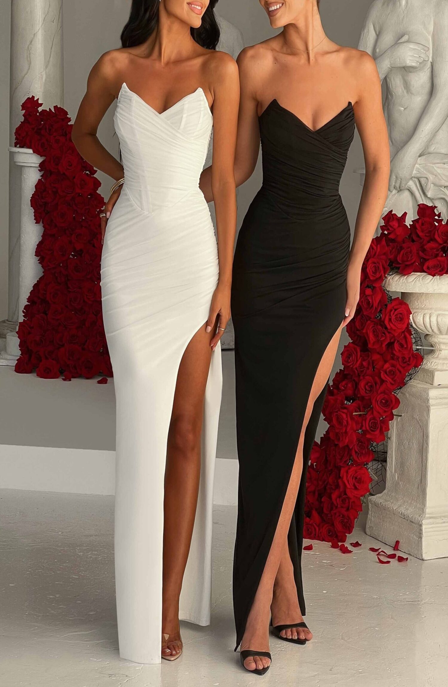 Giovanna Black Maxi Dress - Sculpted Corset, Strapless, Thigh Split - Image 8