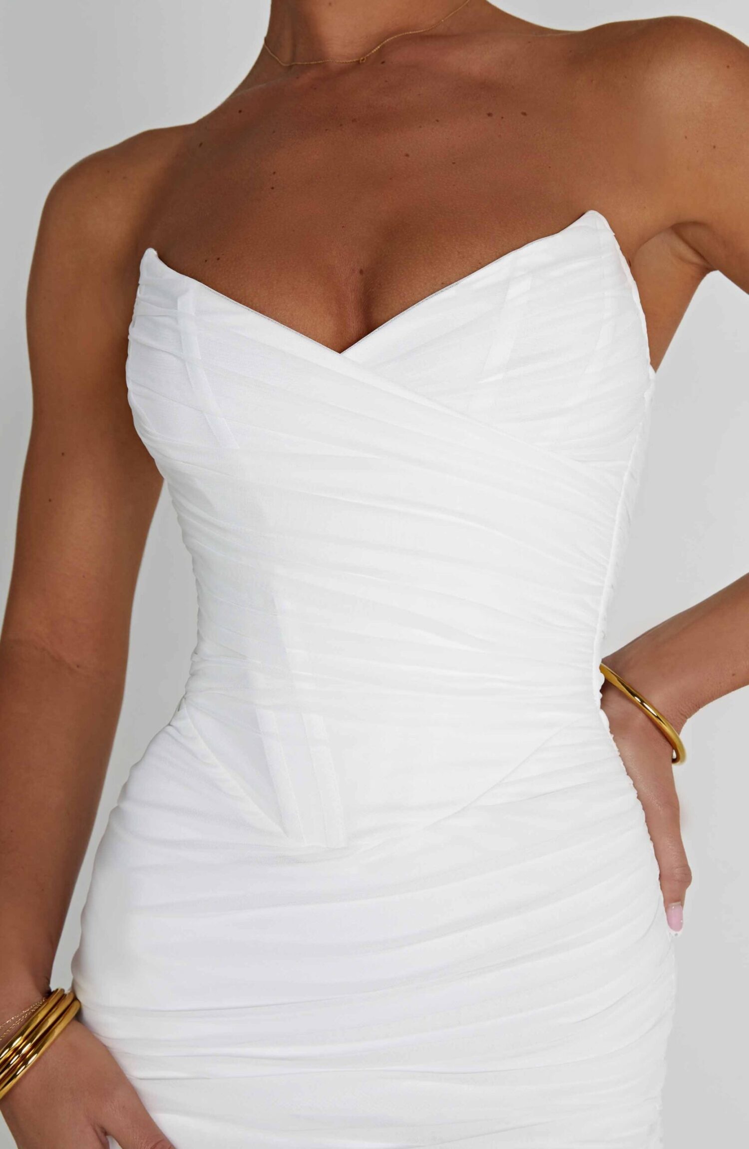 Giovanna Ivory Maxi Dress - Sculpted Corset, Thigh Split, Strapless Glam - Image 5