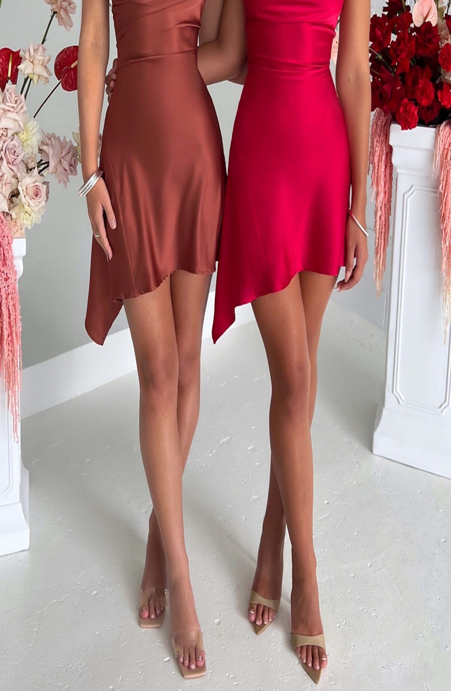 Ilia Red Stretch Satin Backless Cowl Neck Mini Dress - Image 5