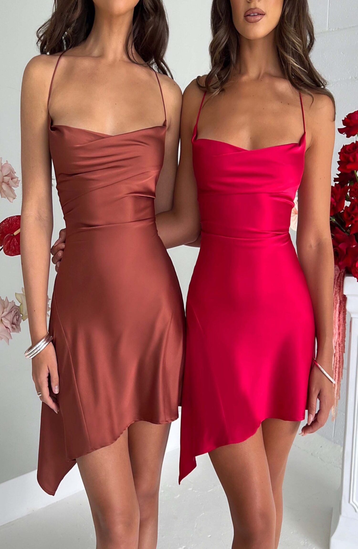 Ilia Red Stretch Satin Backless Cowl Neck Mini Dress - Image 6