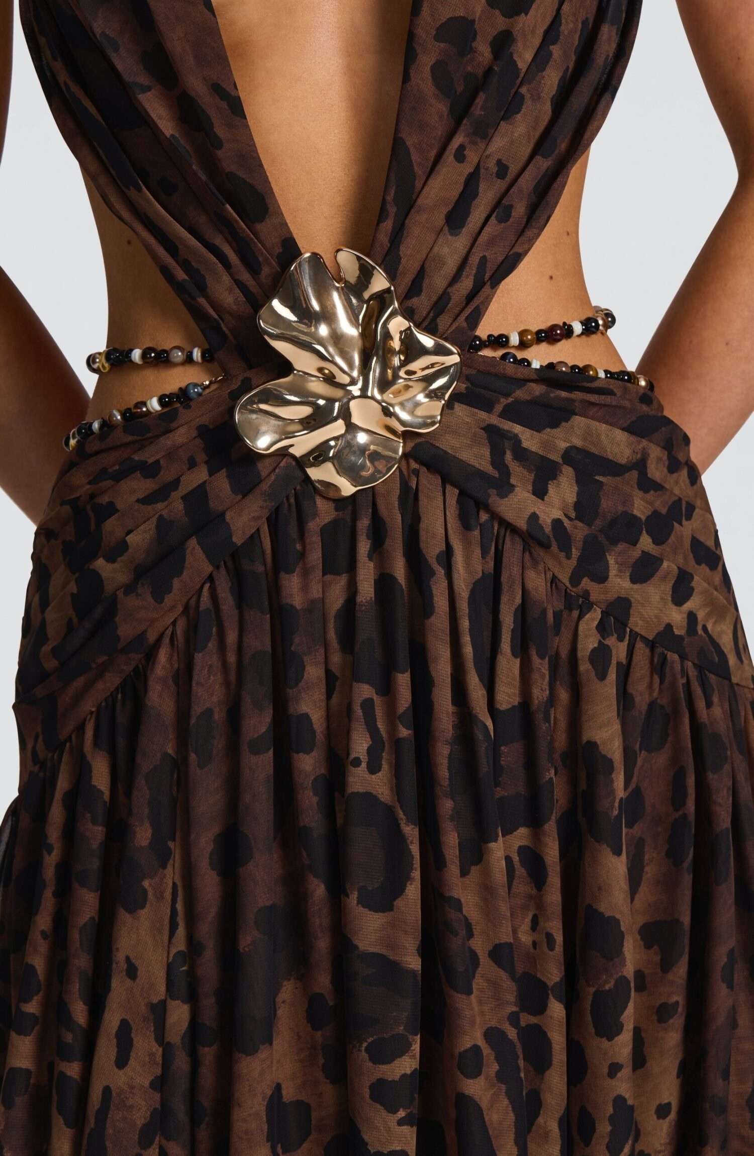 Indianna Maxi Dress Leopard Print Plunge Neckline Backless Crossover Straps - Image 15