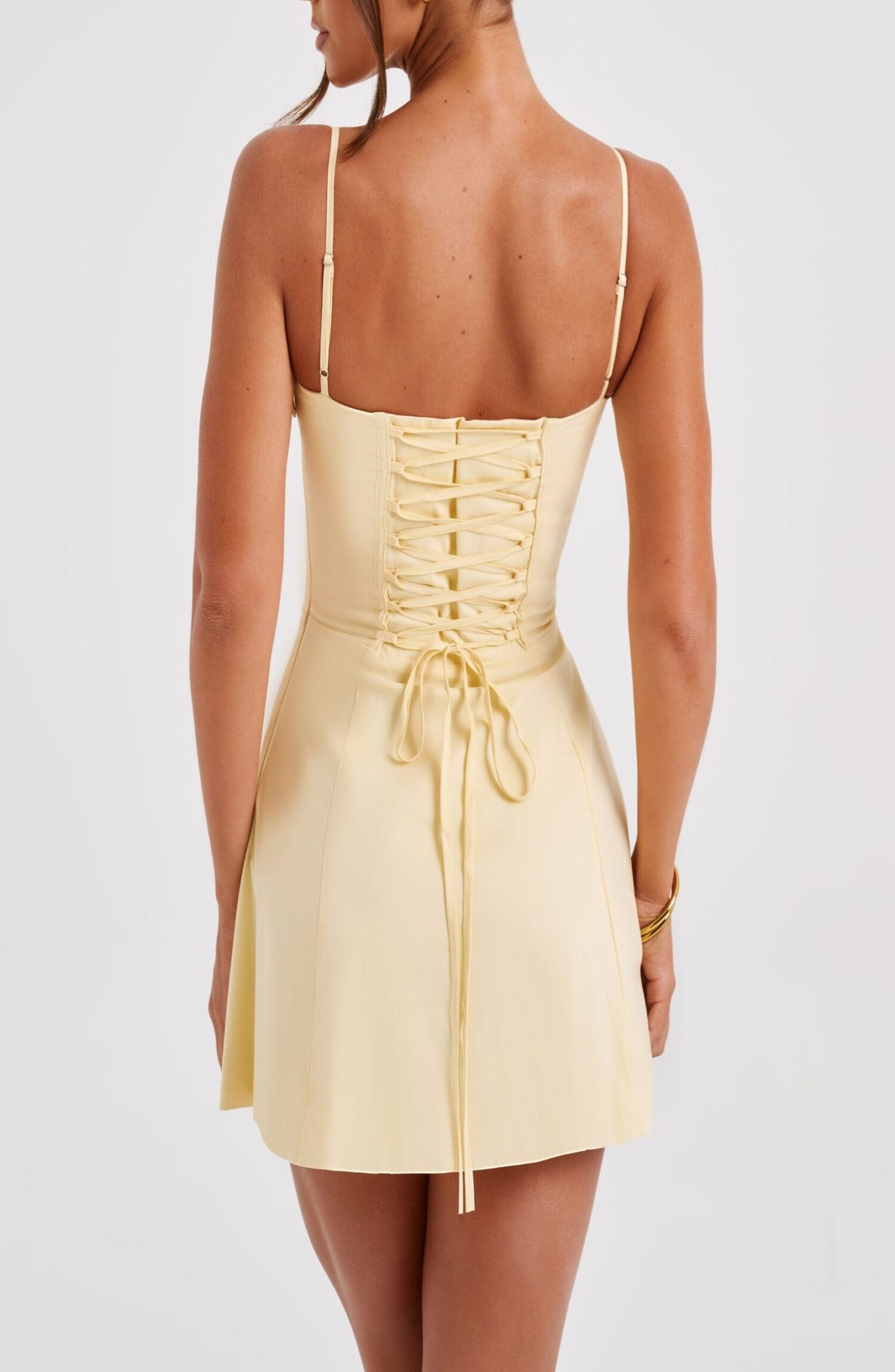Lacey Mini Dress - Lemon - Image 3