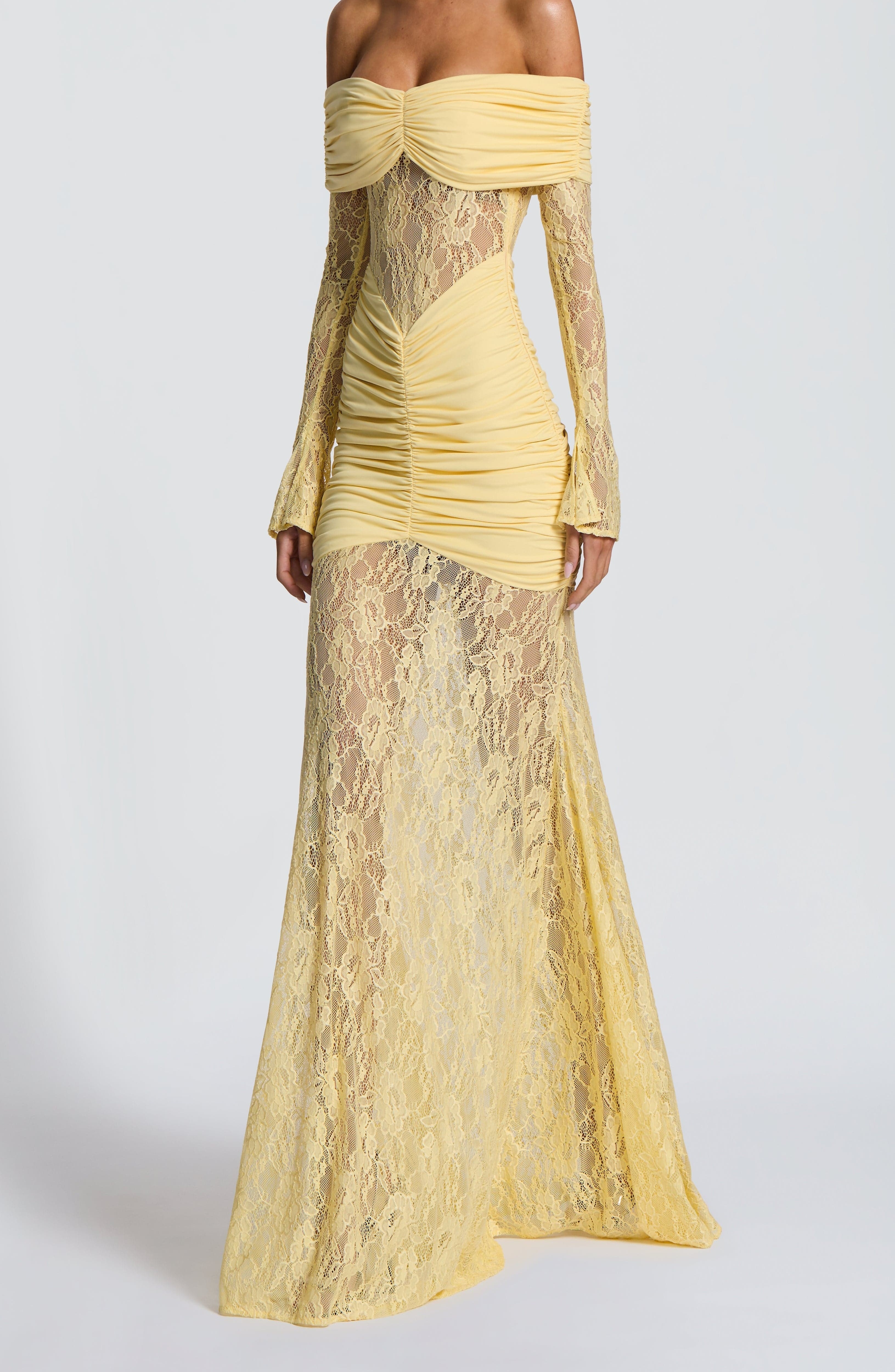 Lemon Lace Maxi Dress - Stretch Jersey Bodycon Fit - Image 12