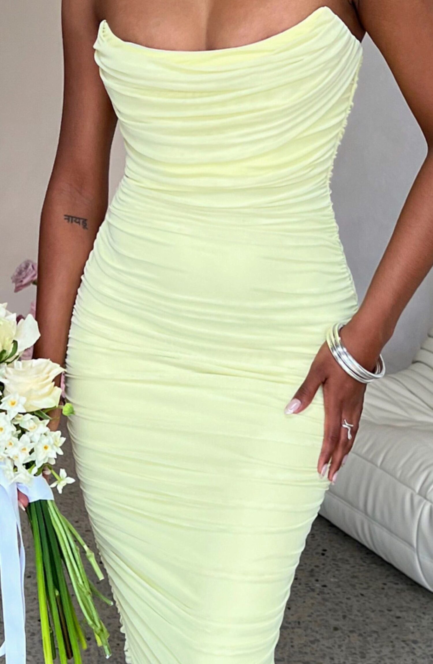 Lime Demi Maxi Dress - Strapless Power Mesh Bodycon - Image 5