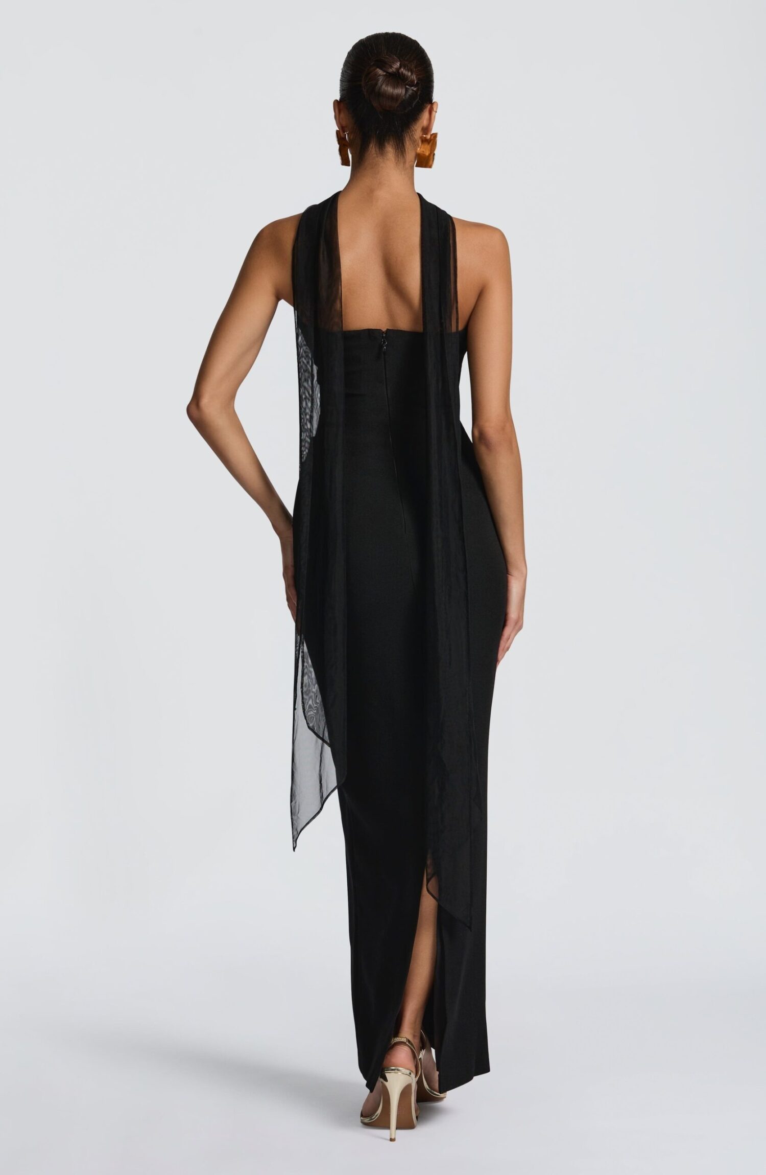 Lindsey Black Strapless Maxi Dress with Underwire & Pleated Waist - Image 10