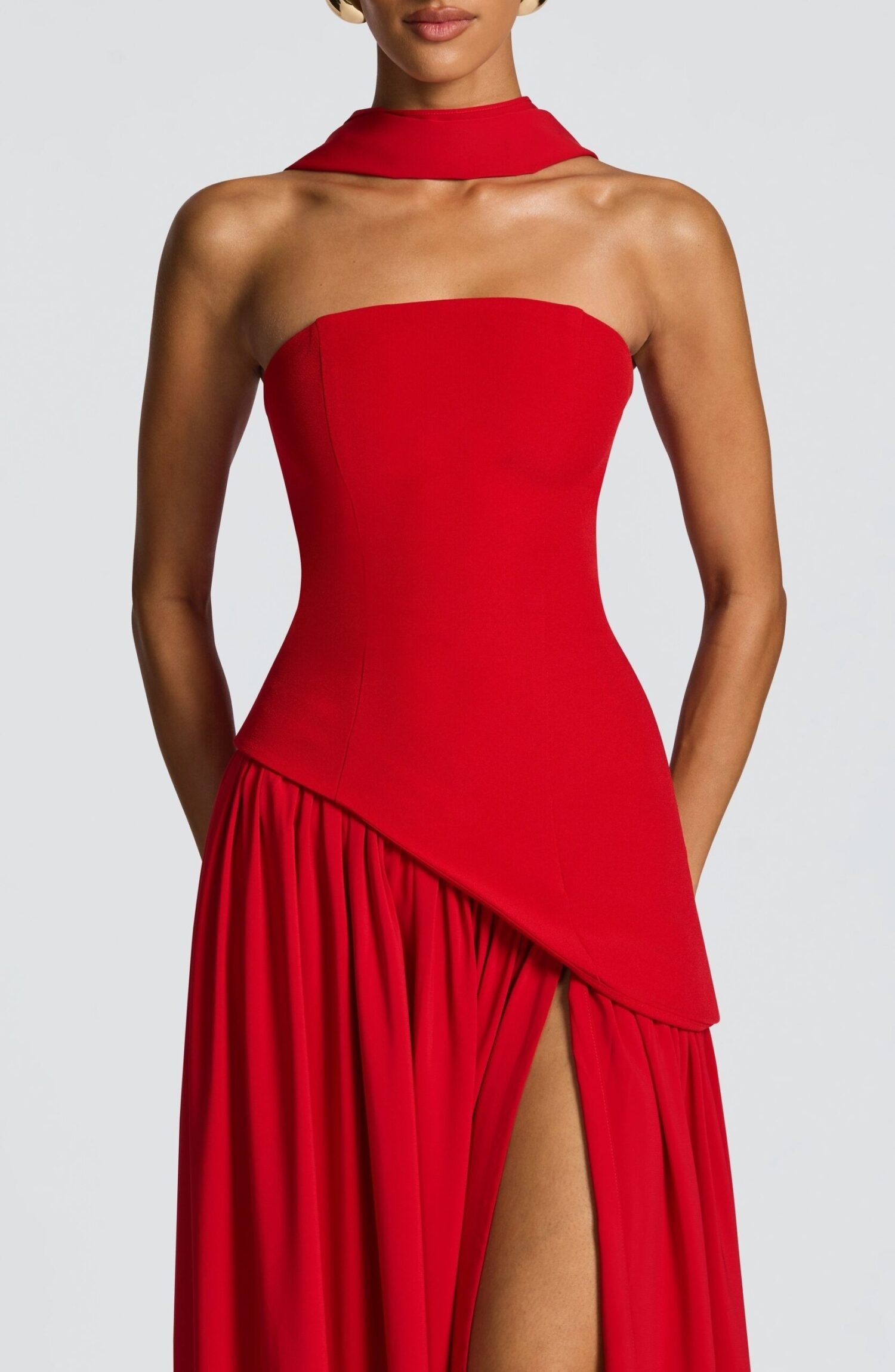 Maliyah Red Maxi Dress - Asymmetric Hem, Lace-Up Back, Chiffon - Image 7