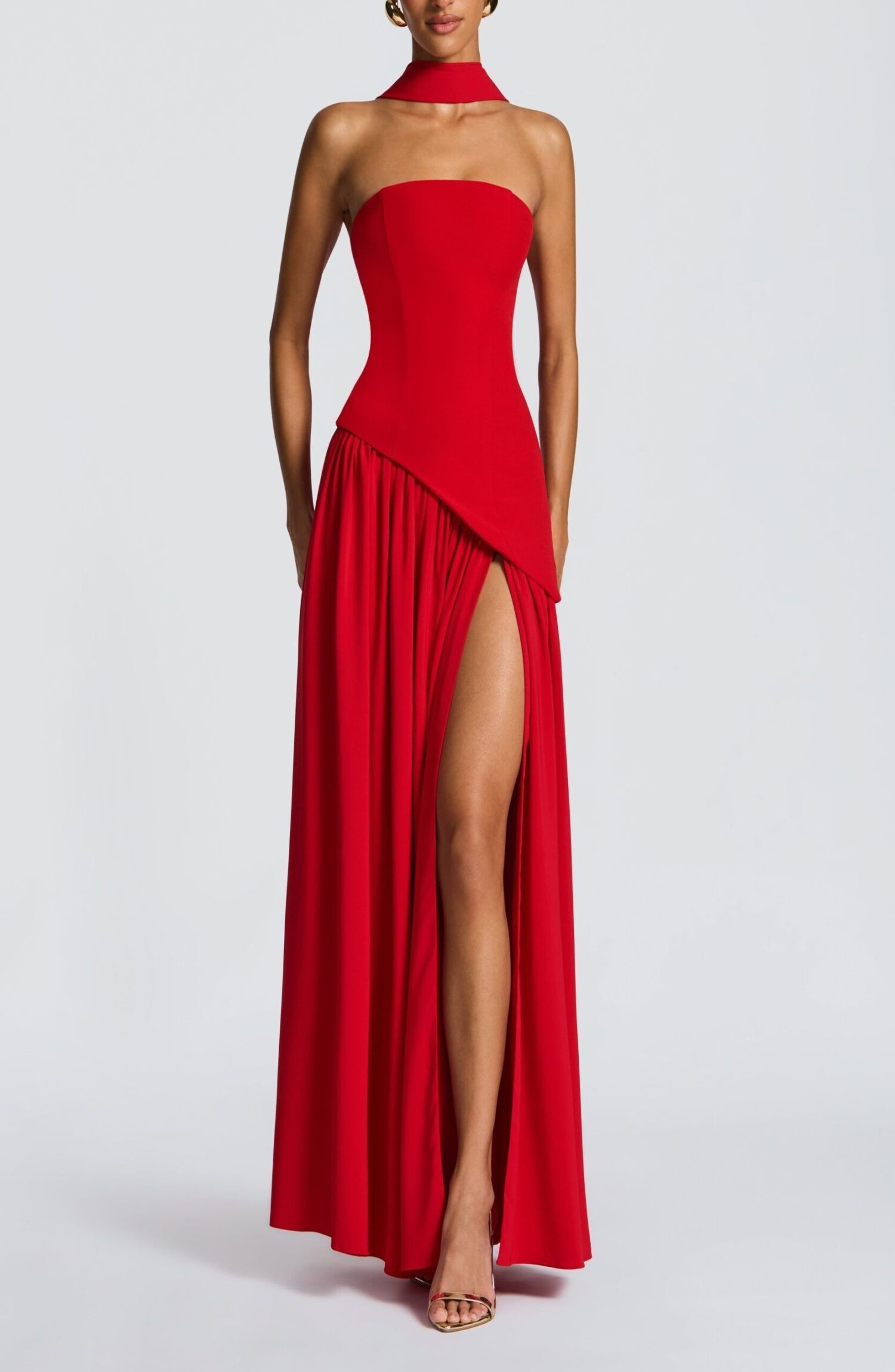 Maliyah Red Maxi Dress - Asymmetric Hem, Lace-Up Back, Chiffon - Image 8