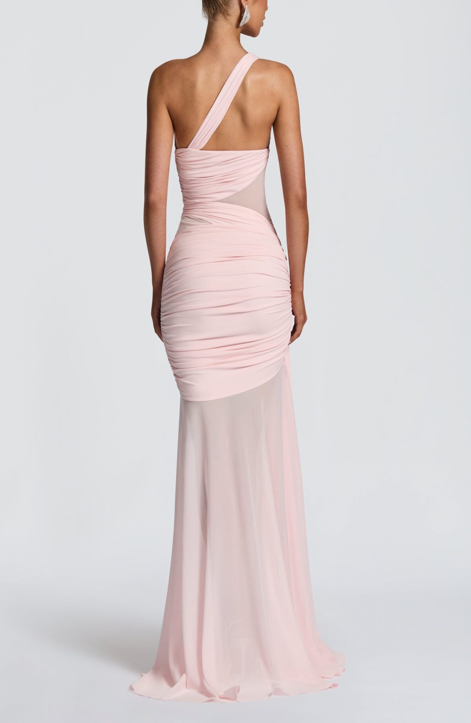 Marianne Maxi Dress Blush - Asymmetrical Neckline Slinky Jersey - Image 4