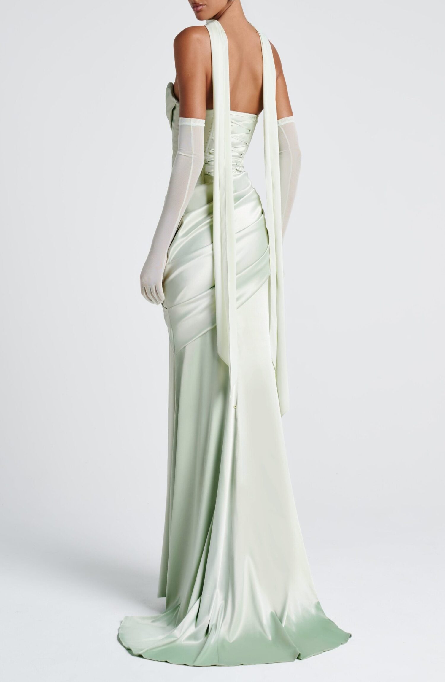 Mint Maxi Dress - Strapless Formal Gown with Train - Image 6