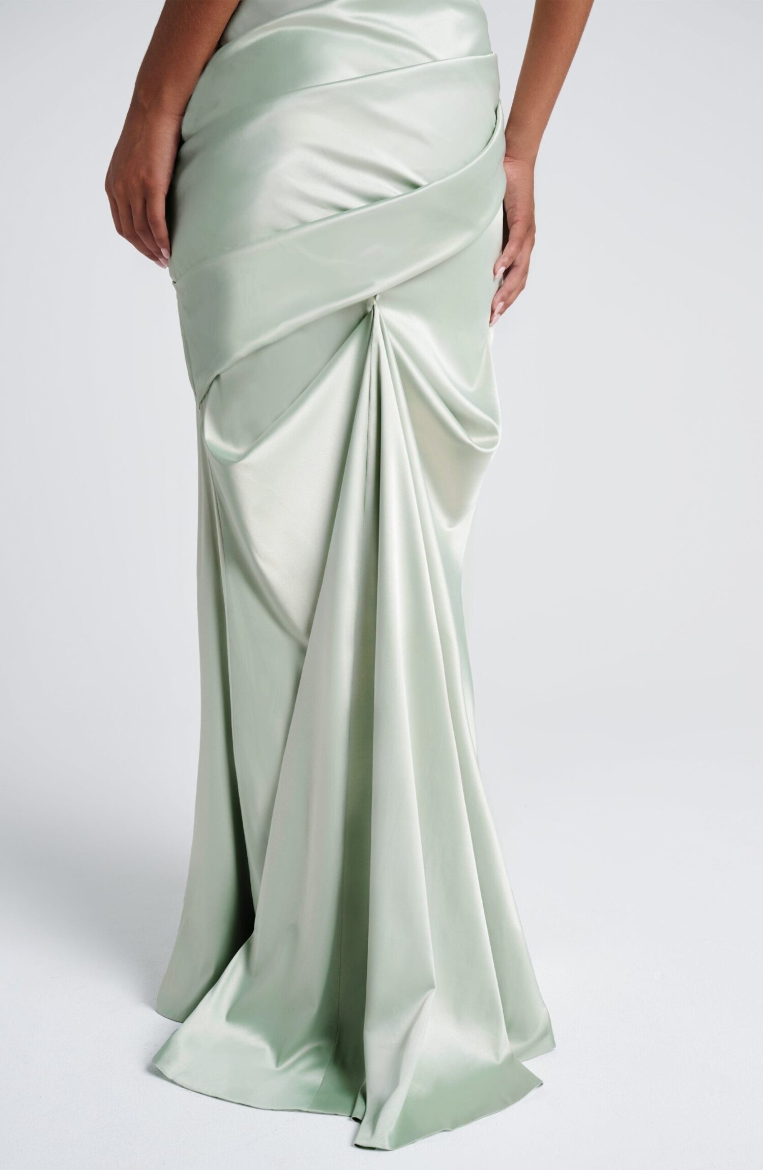 Mint Maxi Dress - Strapless Formal Gown with Train - Image 8