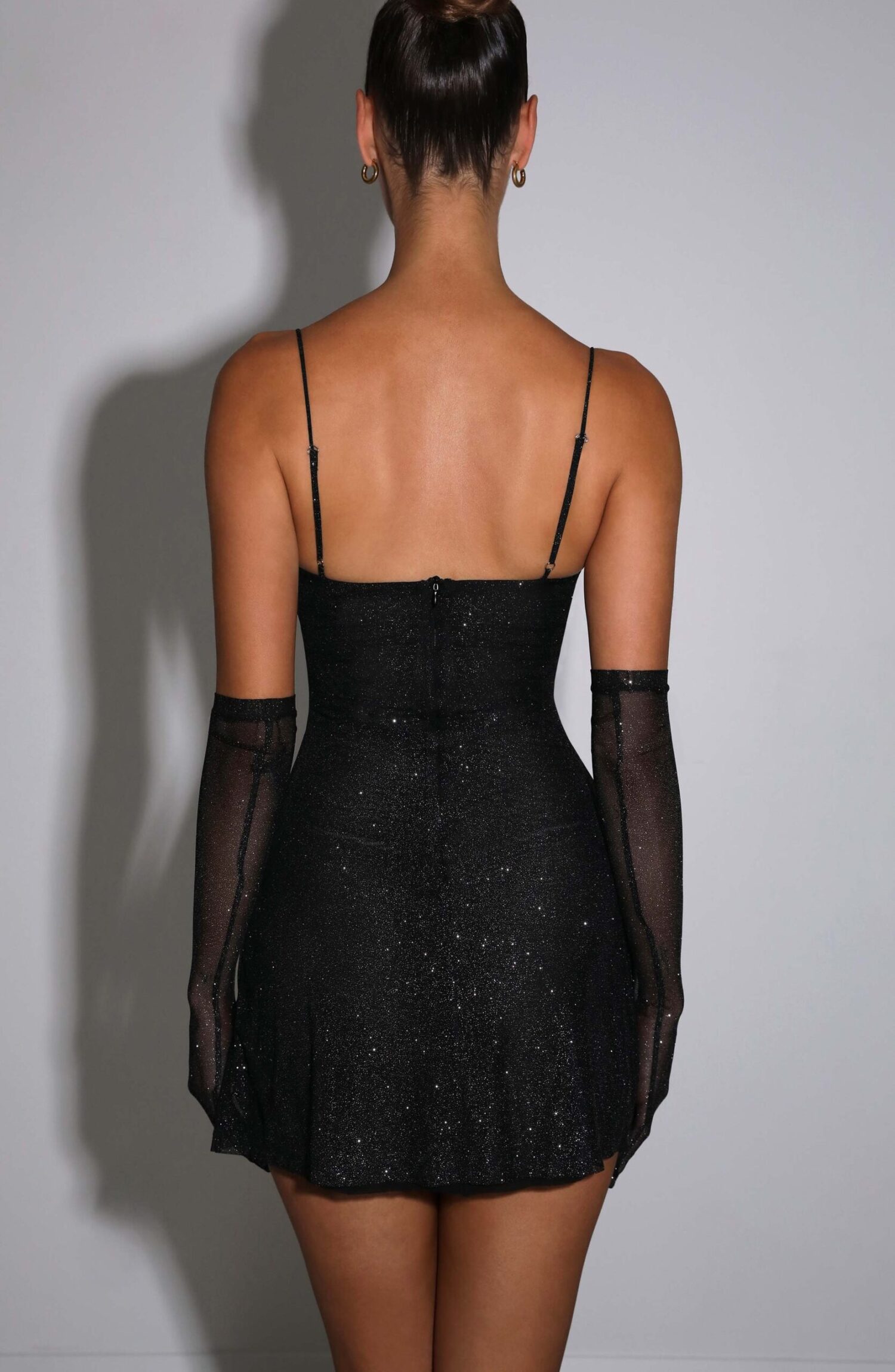 Pixie Black Sparkle Mini Dress - Bodycon, Underwired, Mesh - Image 4