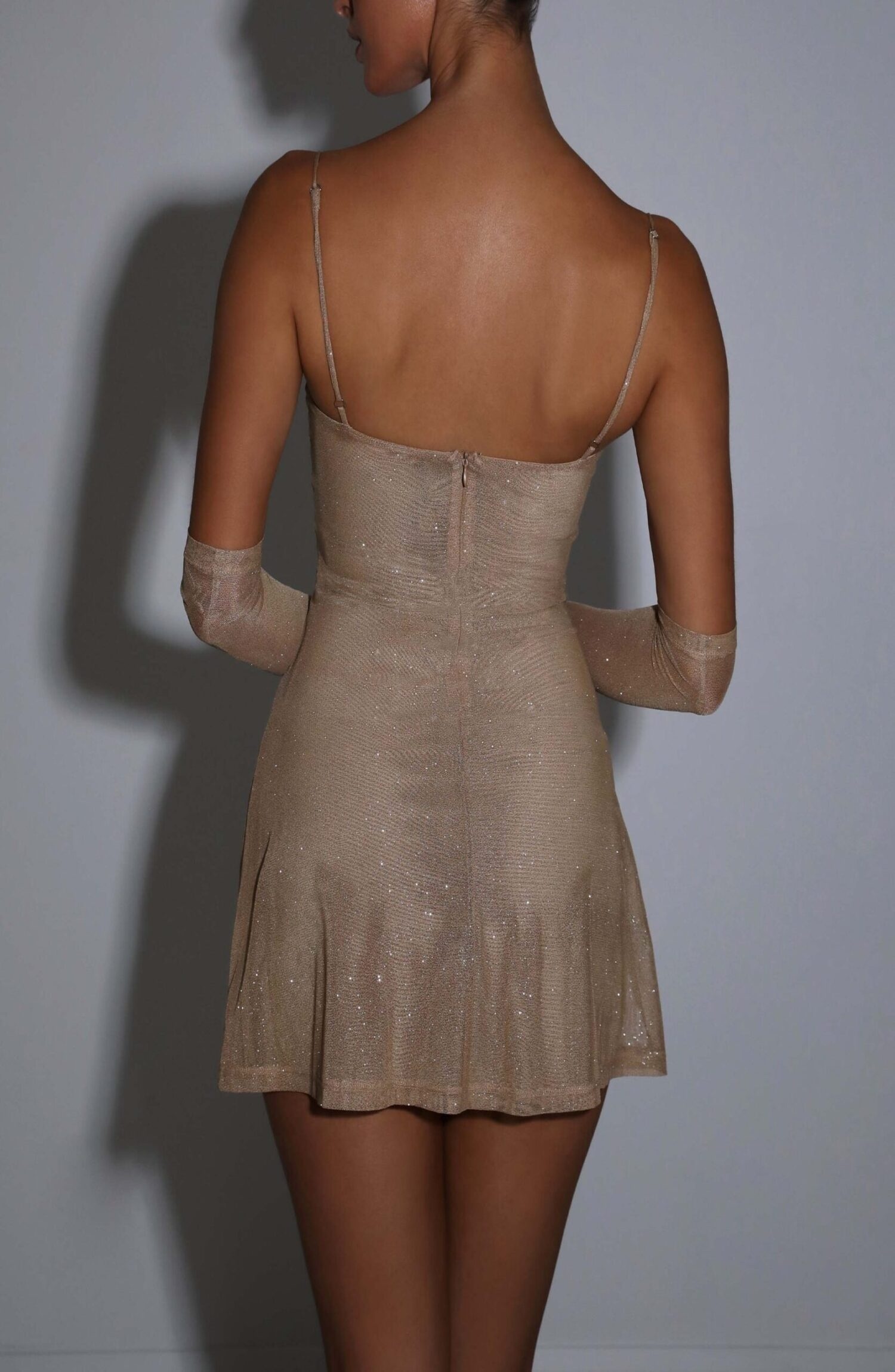 Pixie Mini Dress Gold Sparkle Mesh Underwired Bodycon Party - Image 13