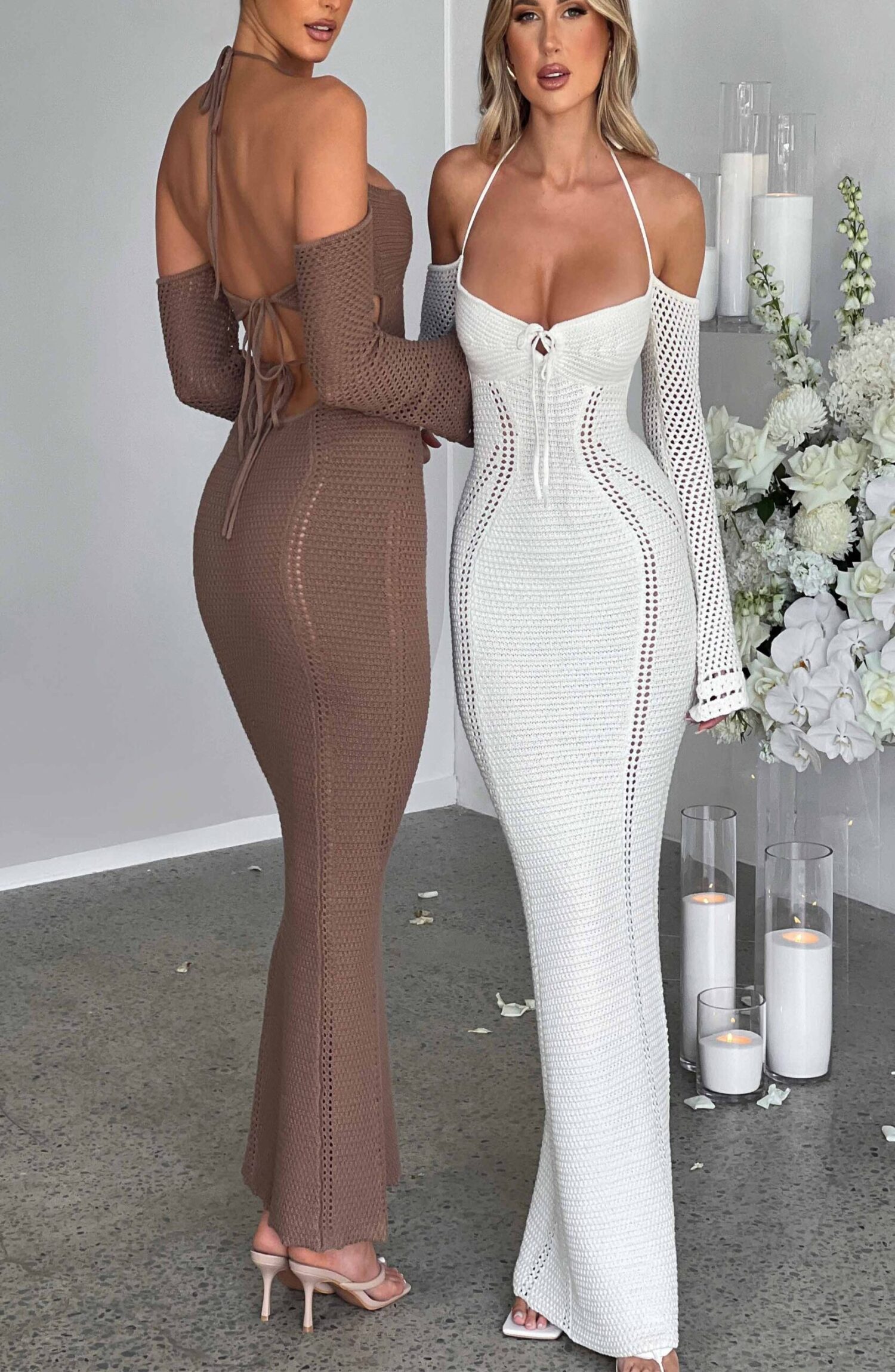 Samariah White Crochet Maxi Dress - Off Shoulder, Tie Bust - Image 15