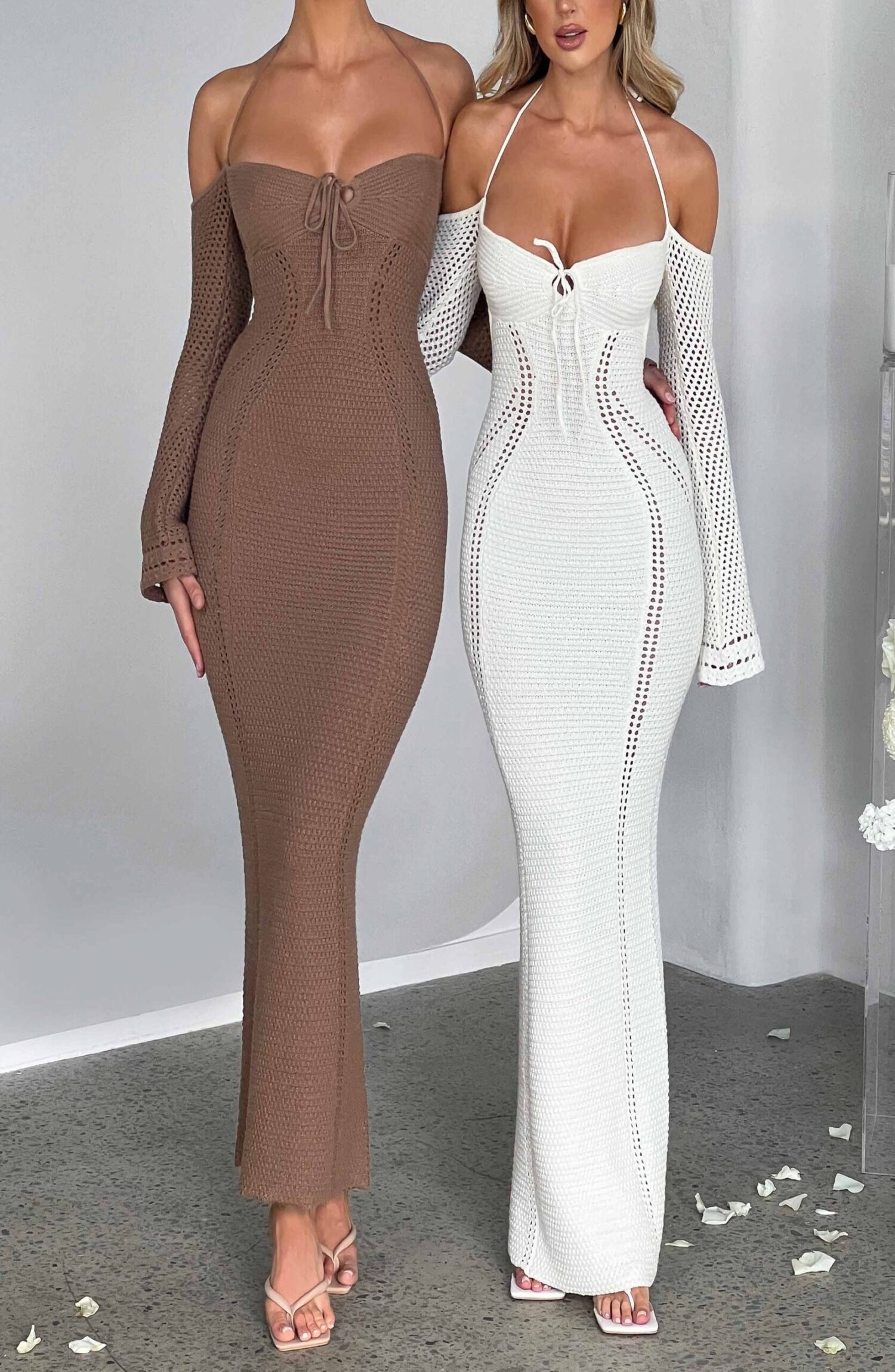 Samariah White Crochet Maxi Dress - Off Shoulder, Tie Bust - Image 22
