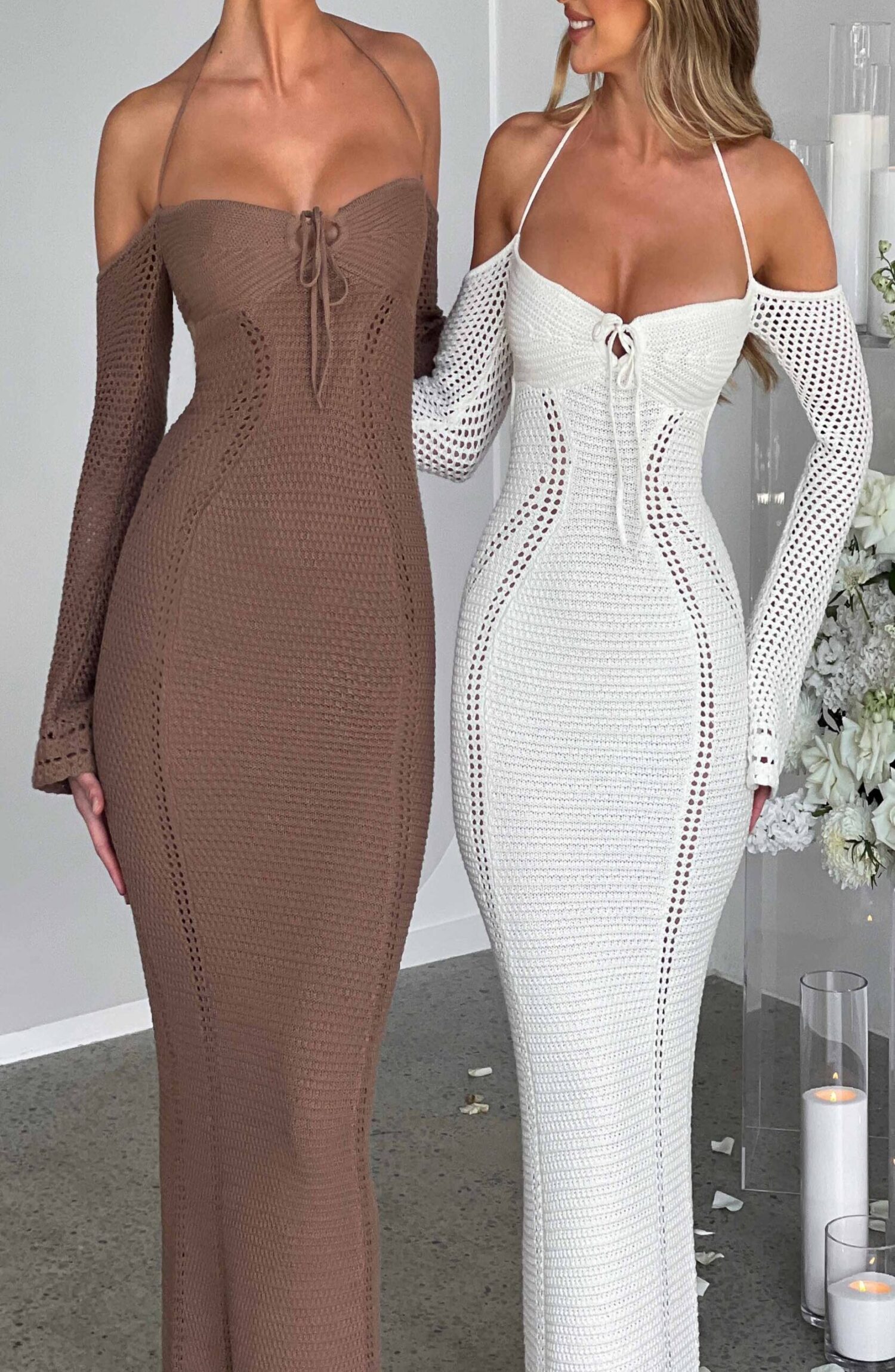 Samariah White Crochet Maxi Dress - Off Shoulder, Tie Bust - Image 17
