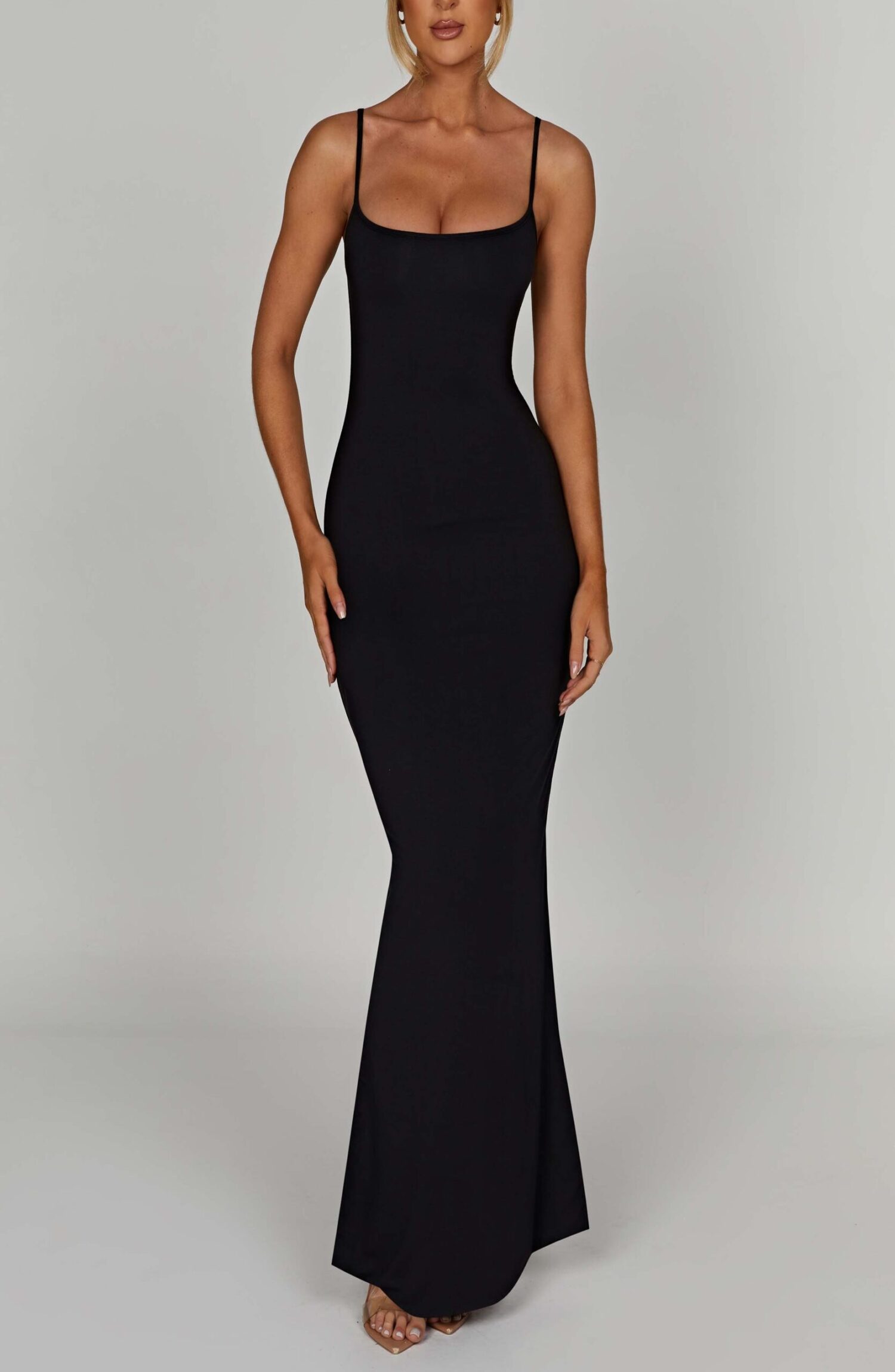 Saskia Black Maxi Dress: Buttery Soft, Double-Lined Comfort