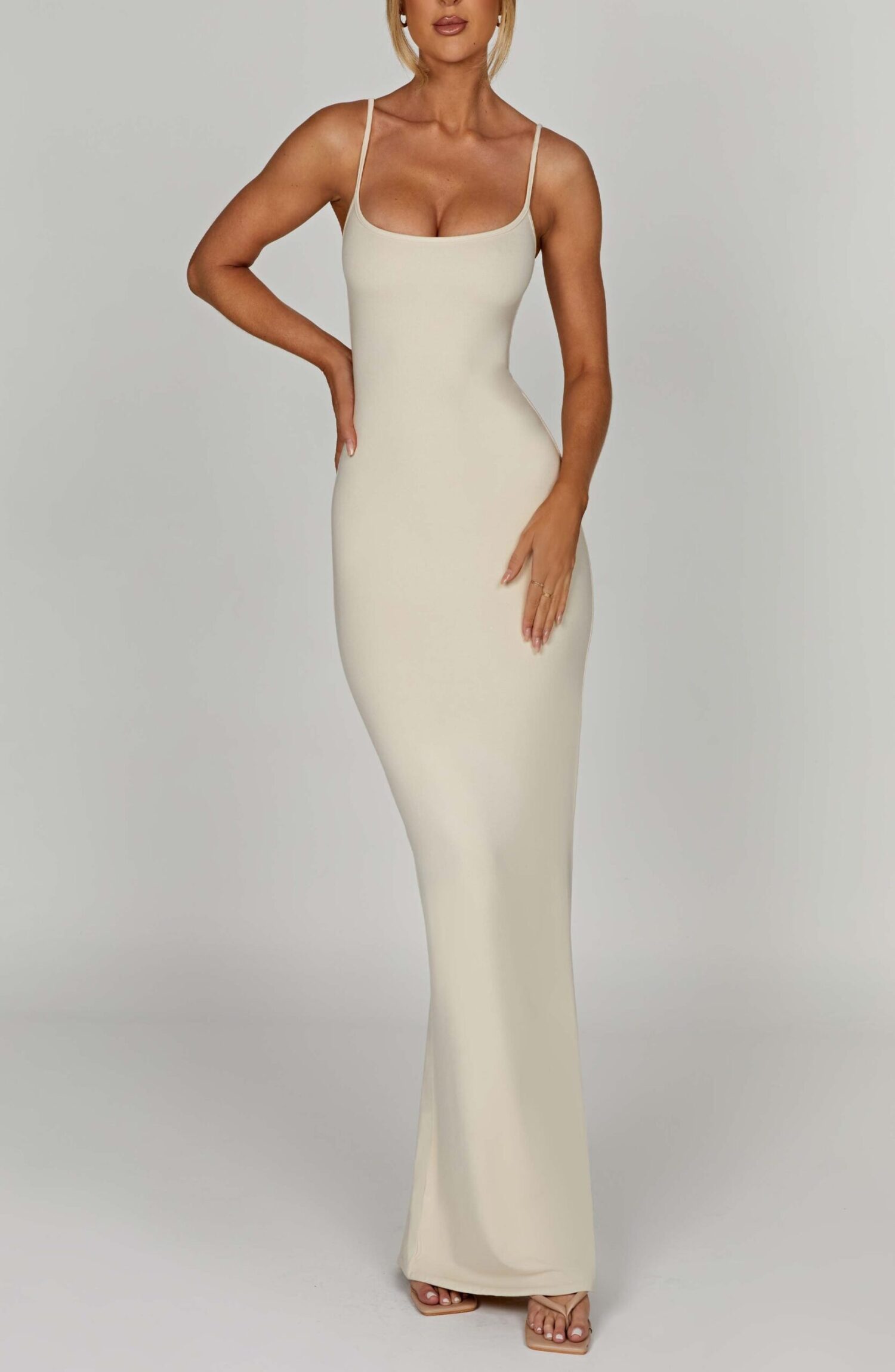 Saskia Cream Maxi Dress: Buttery Soft, Double-Lined Comfort - Image 6