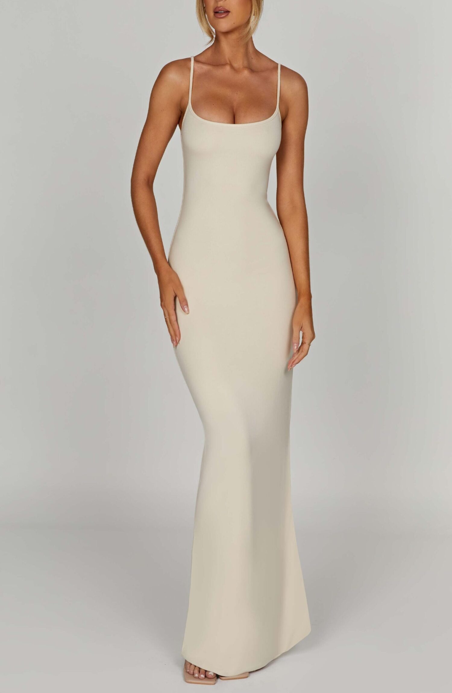 Saskia Cream Maxi Dress: Buttery Soft, Double-Lined Comfort