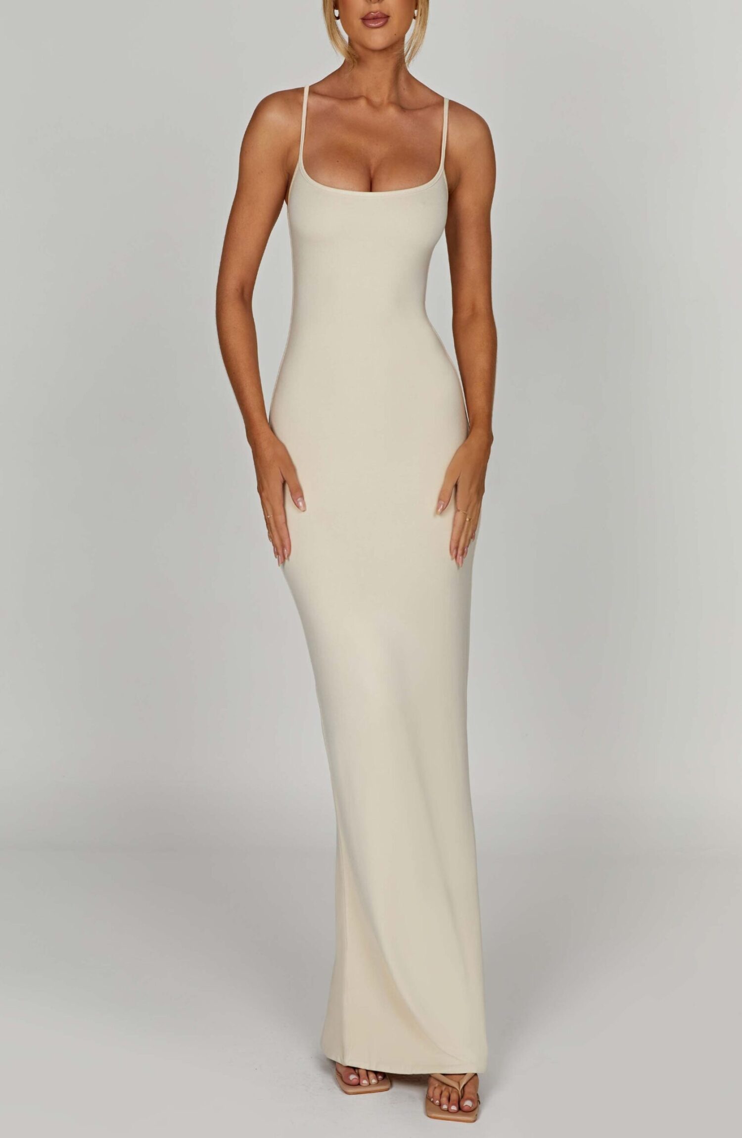 Saskia Cream Maxi Dress: Buttery Soft, Double-Lined Comfort - Image 8
