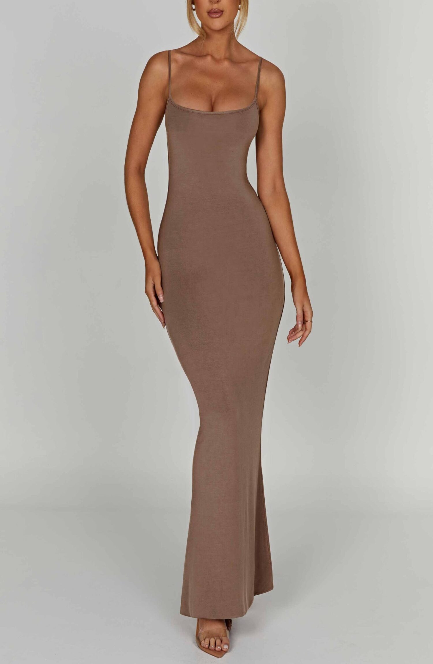 Saskia Maxi Dress Mocha - Soft, Double-Lined Modal, Scoop Neck - Image 3