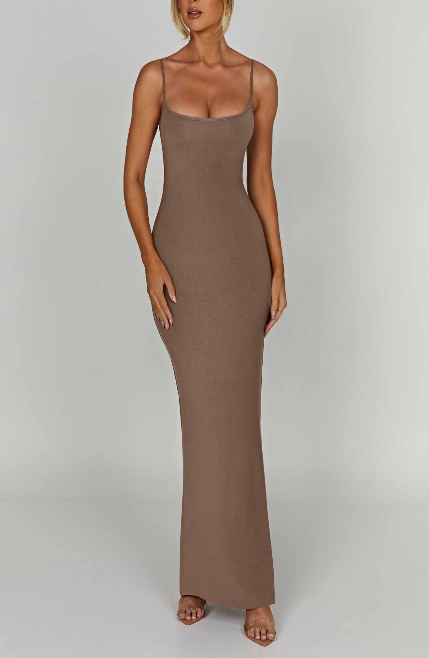 Saskia Maxi Dress Mocha - Soft, Double-Lined Modal, Scoop Neck - Image 5