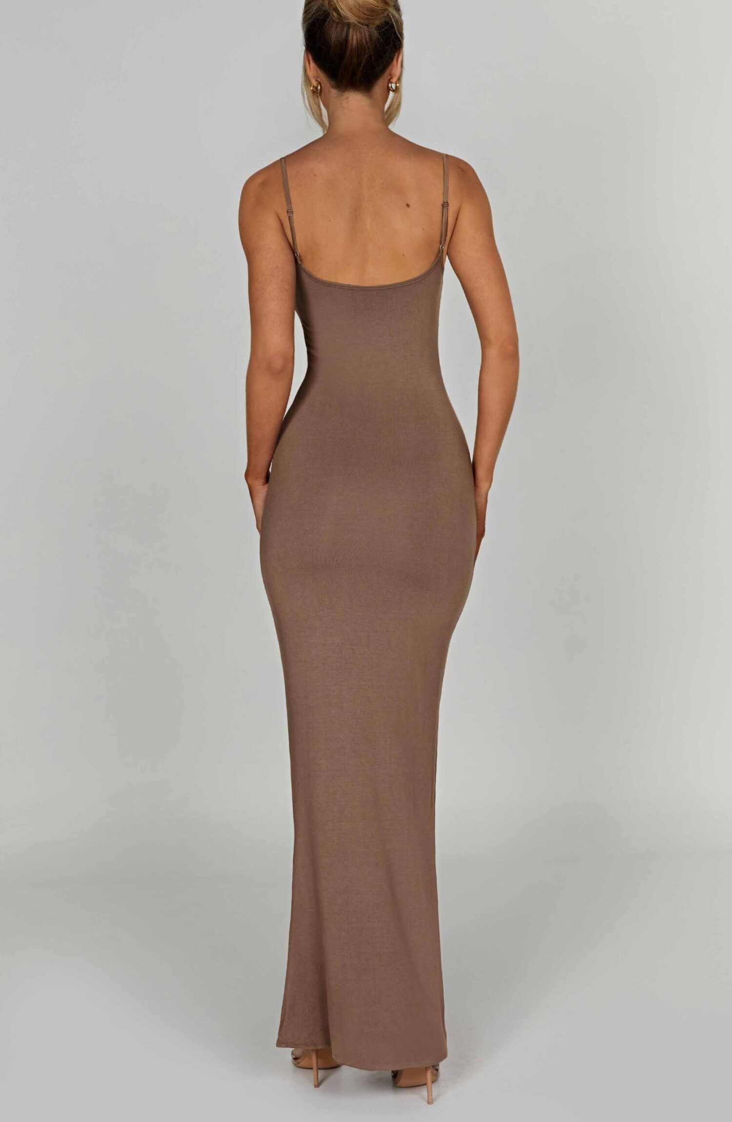 Saskia Maxi Dress Mocha - Soft, Double-Lined Modal, Scoop Neck - Image 2