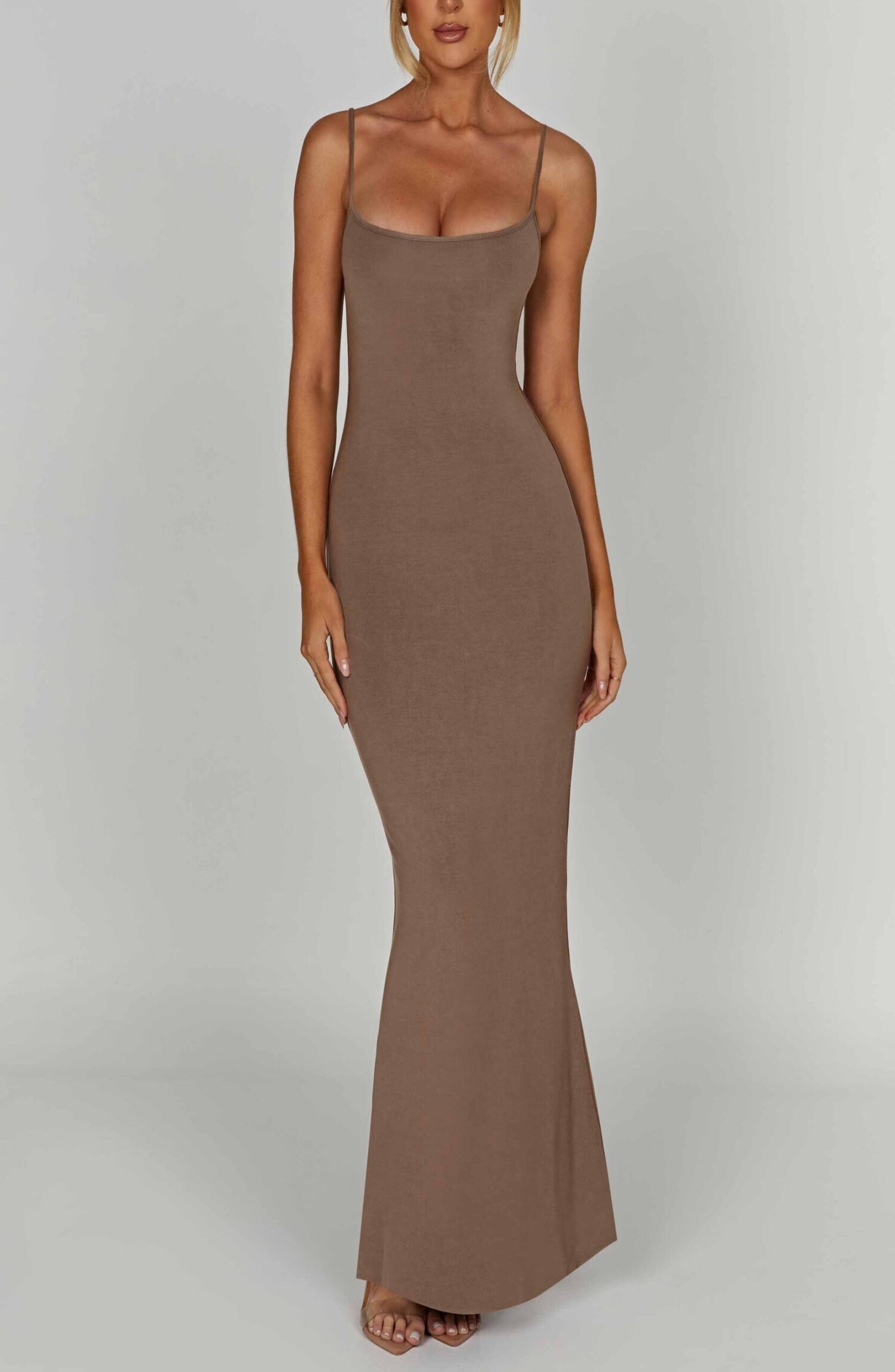 Saskia Maxi Dress Mocha - Soft, Double-Lined Modal, Scoop Neck - Image 4