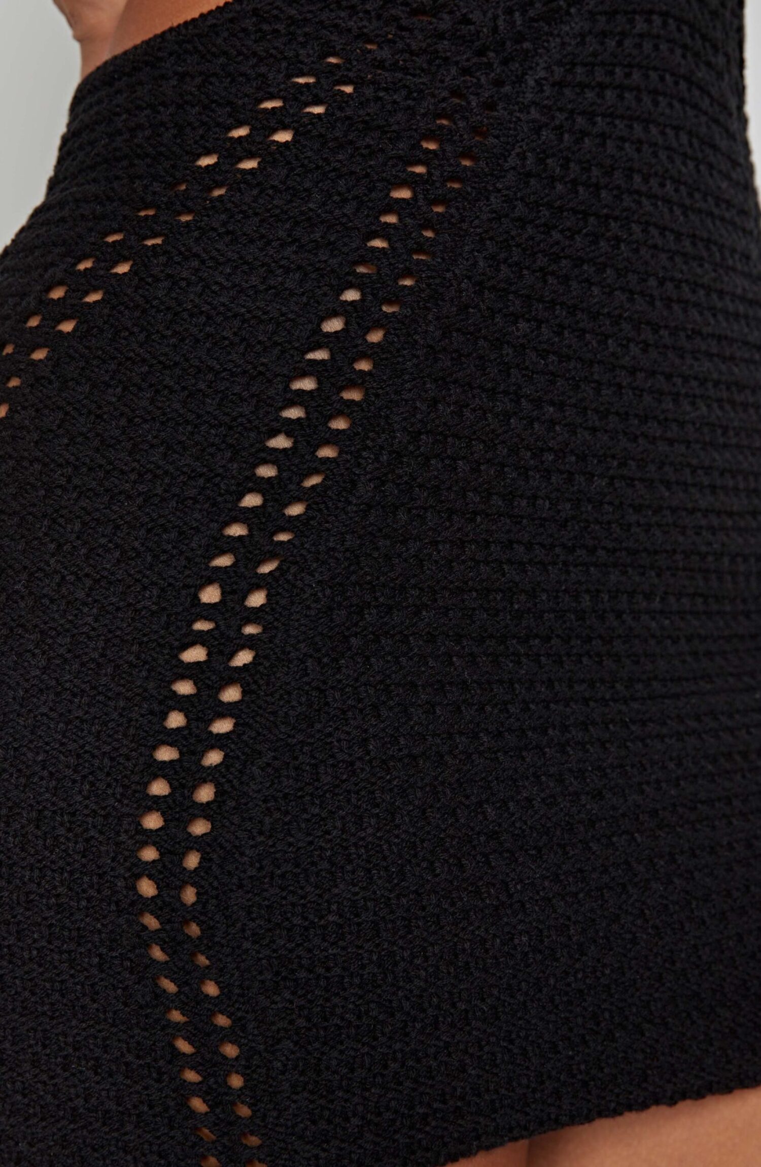 Selena Black Crochet Knit Plunge Backless Mini Dress - Image 11