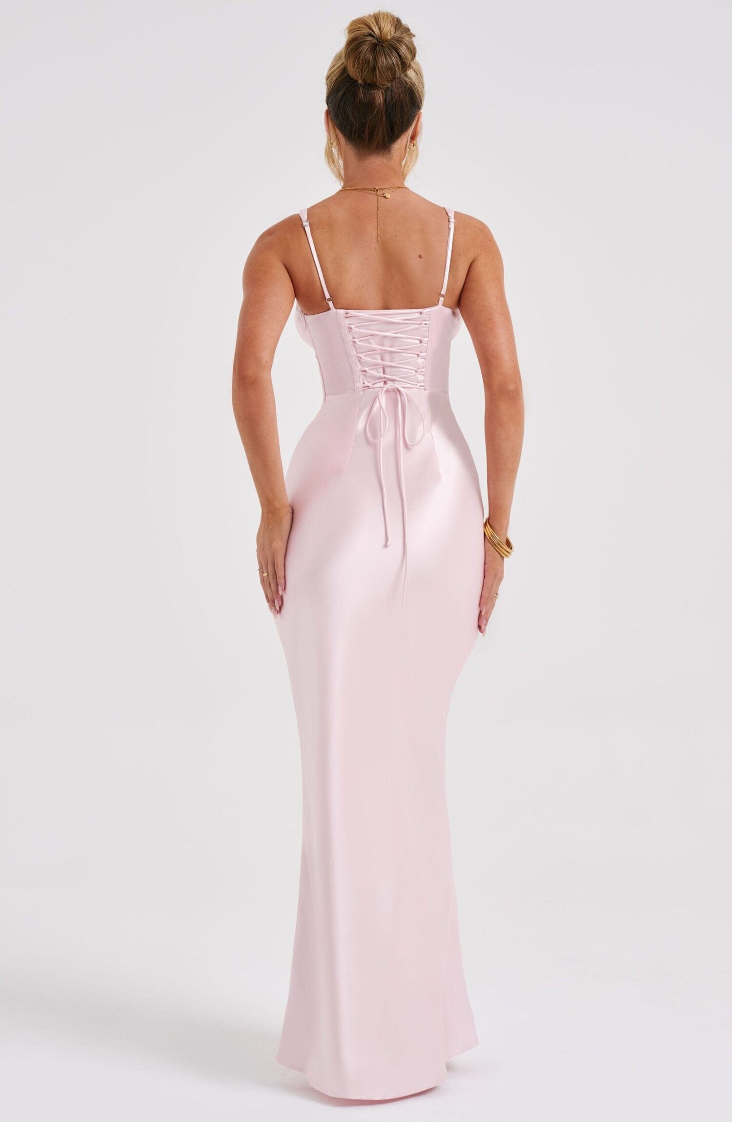 Shae Blush Satin Corset Halter Maxi Dress - Dream Fit - Image 2