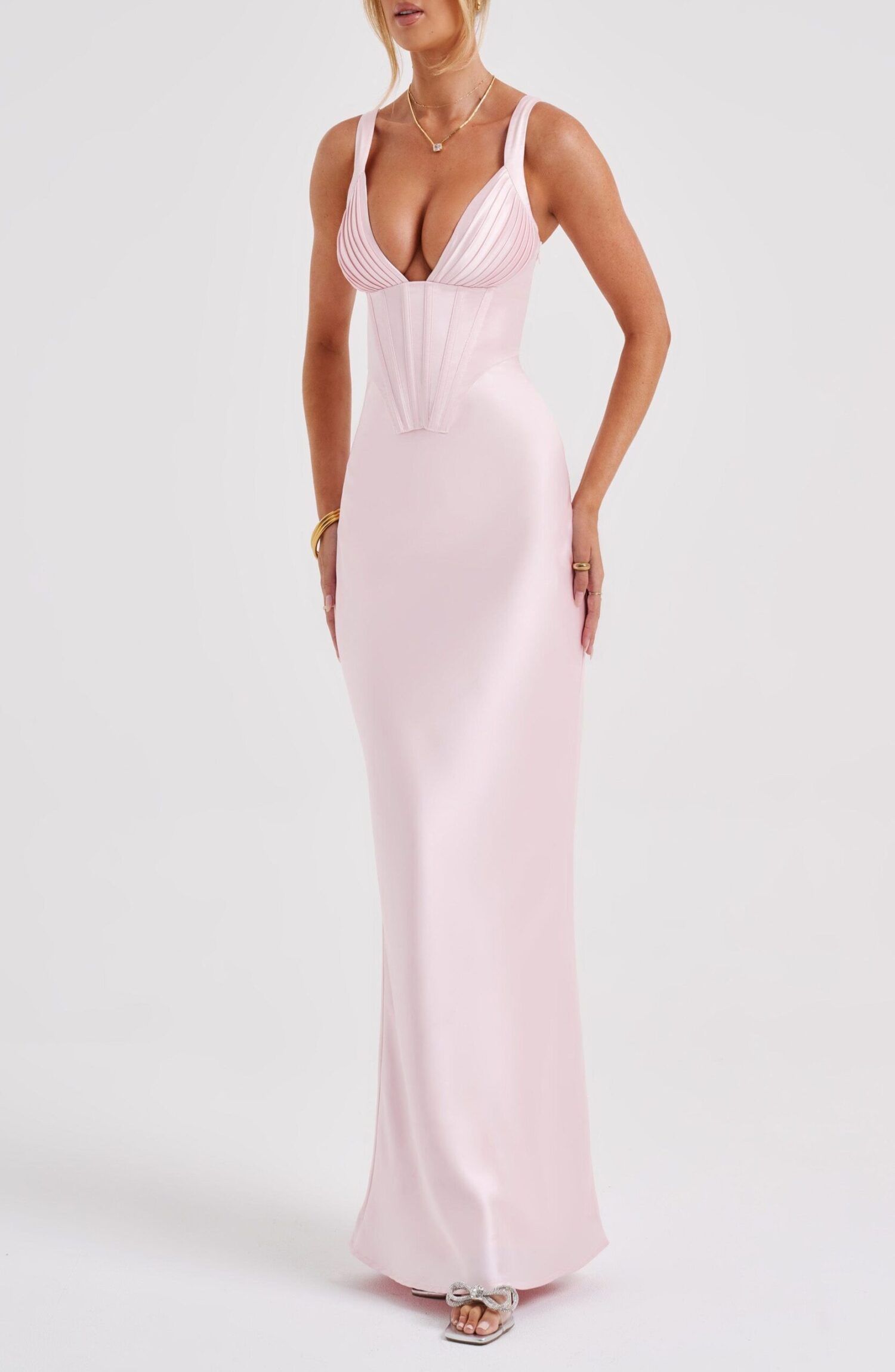 Shae Blush Satin Corset Halter Maxi Dress - Dream Fit - Image 4