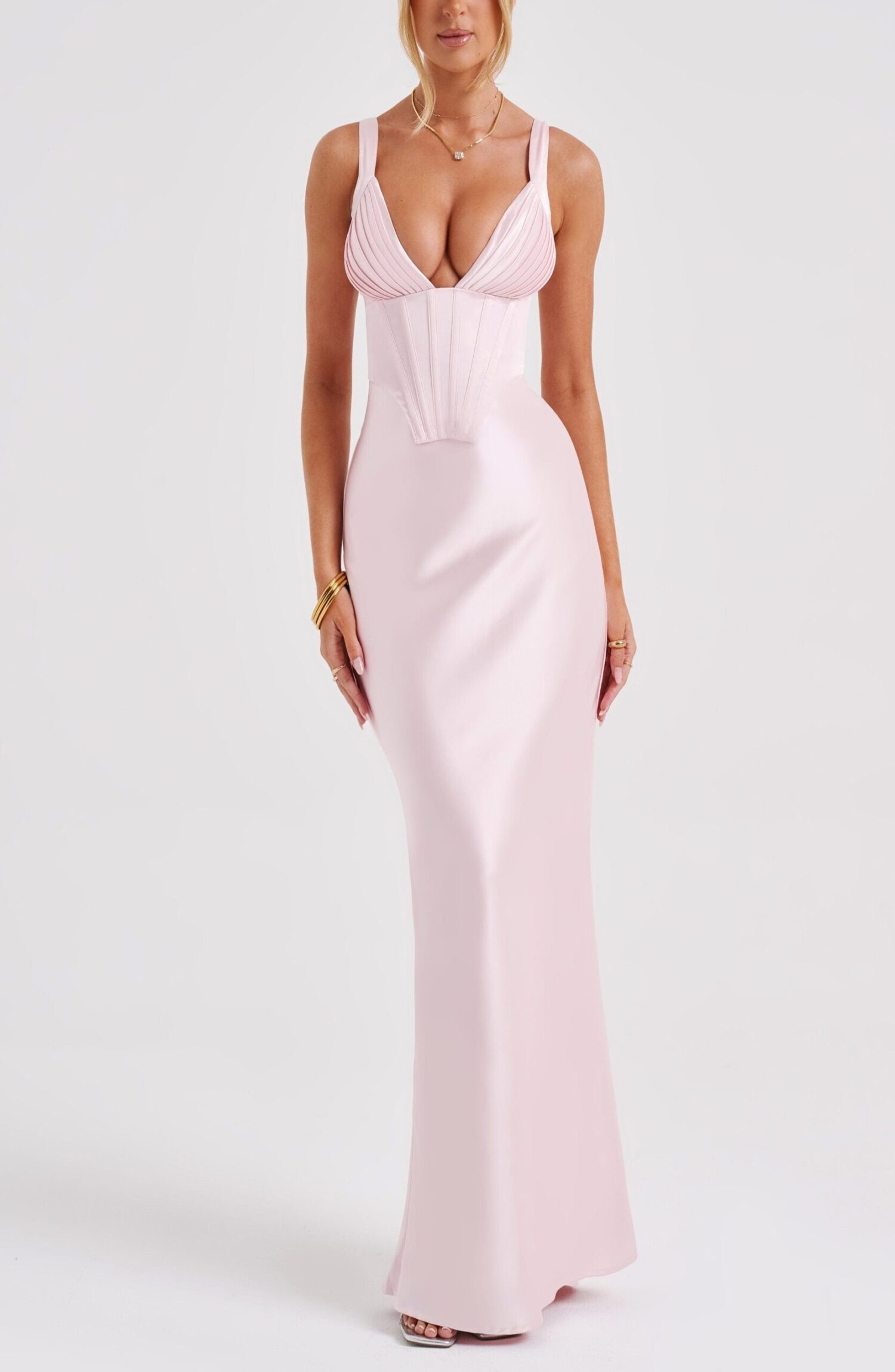 Shae Blush Satin Corset Halter Maxi Dress - Dream Fit - Image 5