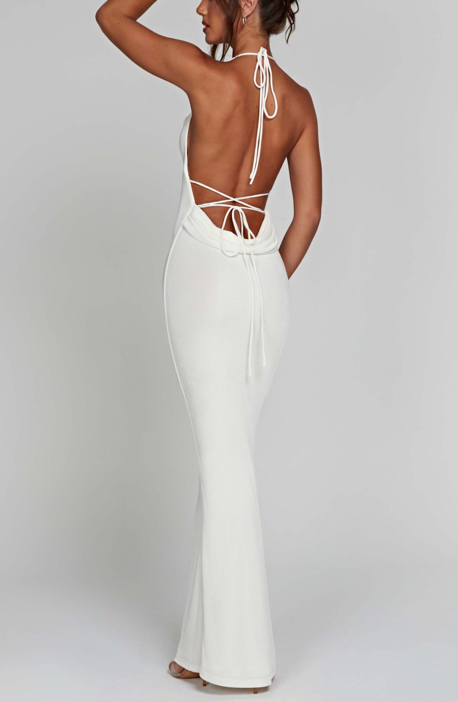 Talisa Ivory Cowl Neck Tie Back Maxi Dress - Image 8