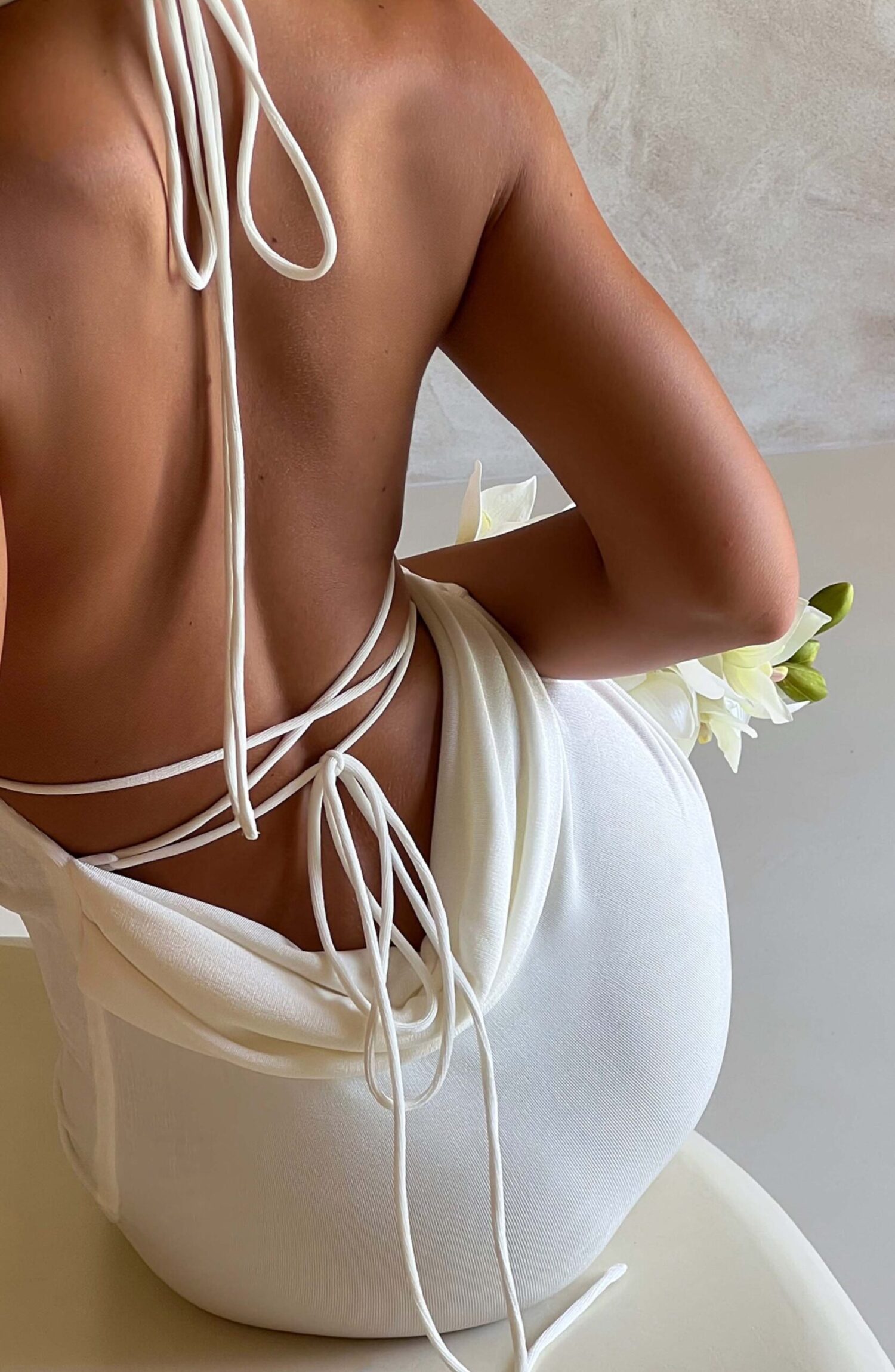 Talisa Ivory Cowl Neck Tie Back Maxi Dress - Image 3
