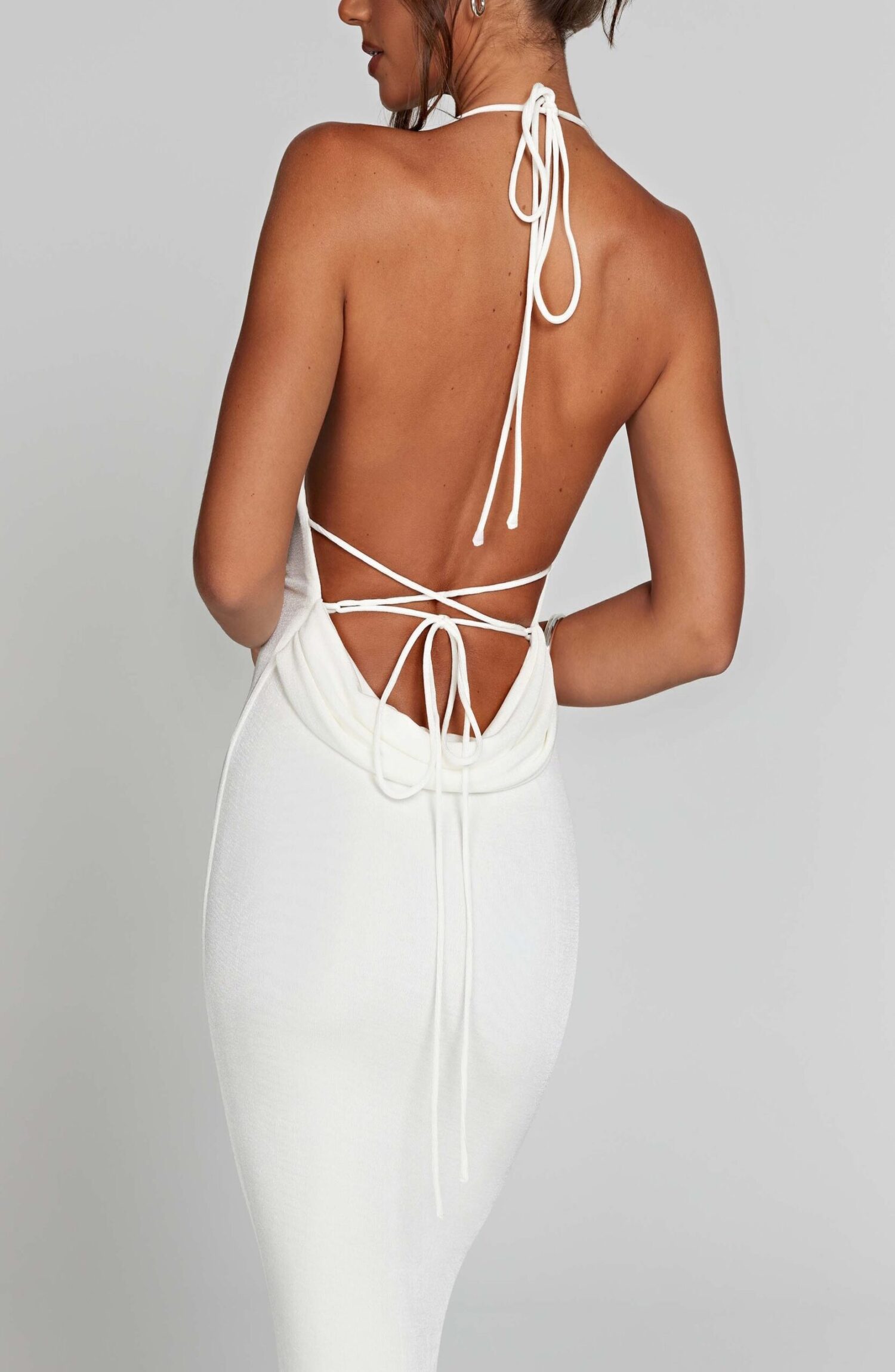 Talisa Ivory Cowl Neck Tie Back Maxi Dress - Image 12