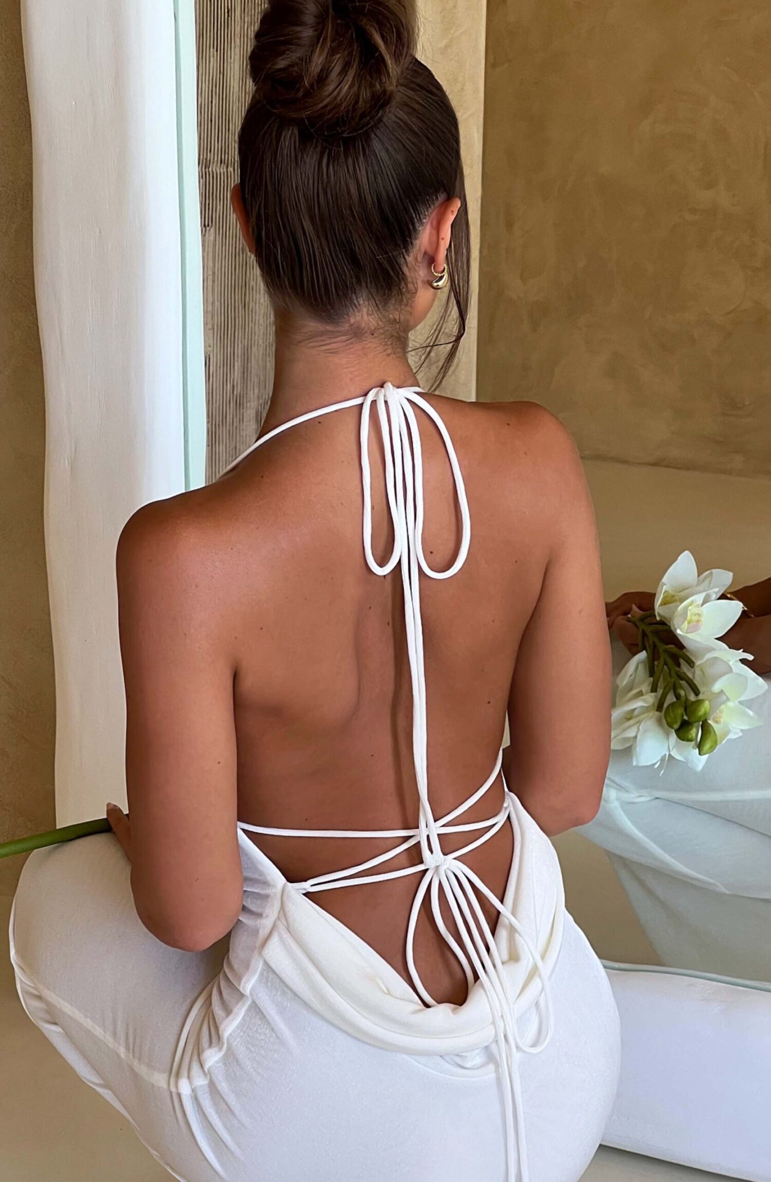 Talisa Ivory Cowl Neck Tie Back Maxi Dress - Image 11