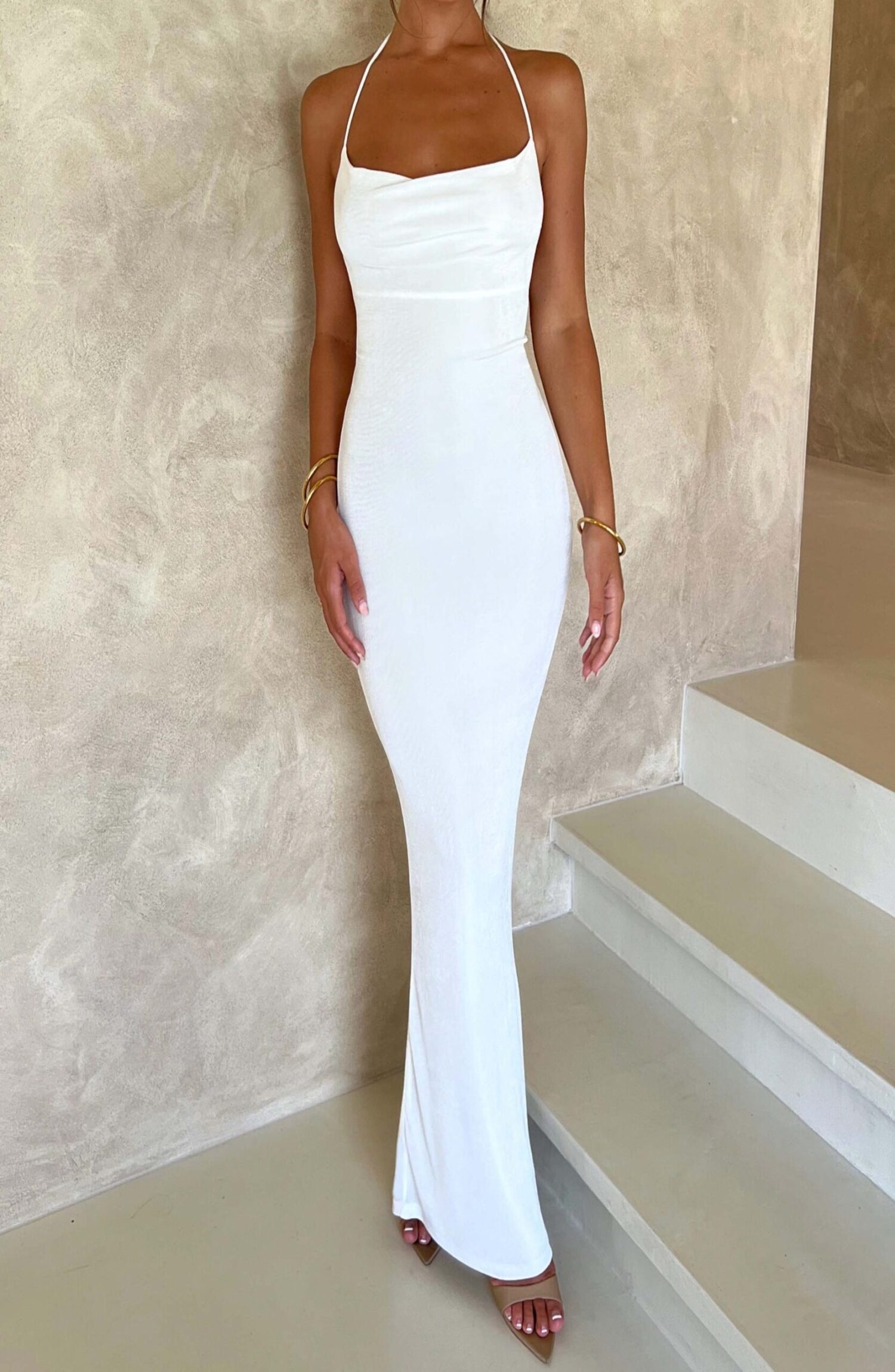 Talisa Ivory Cowl Neck Tie Back Maxi Dress - Image 2